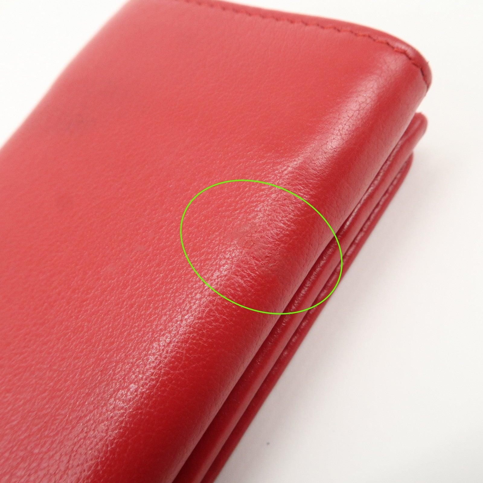 BALENCIAGA CASH Leather Mini Tri-fold Compact Wallet Red 593813