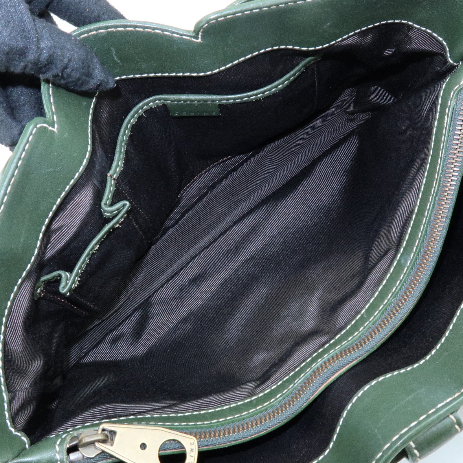 CELINE Boogie Bag Leather Hand Bag Tote Bag Dark Green