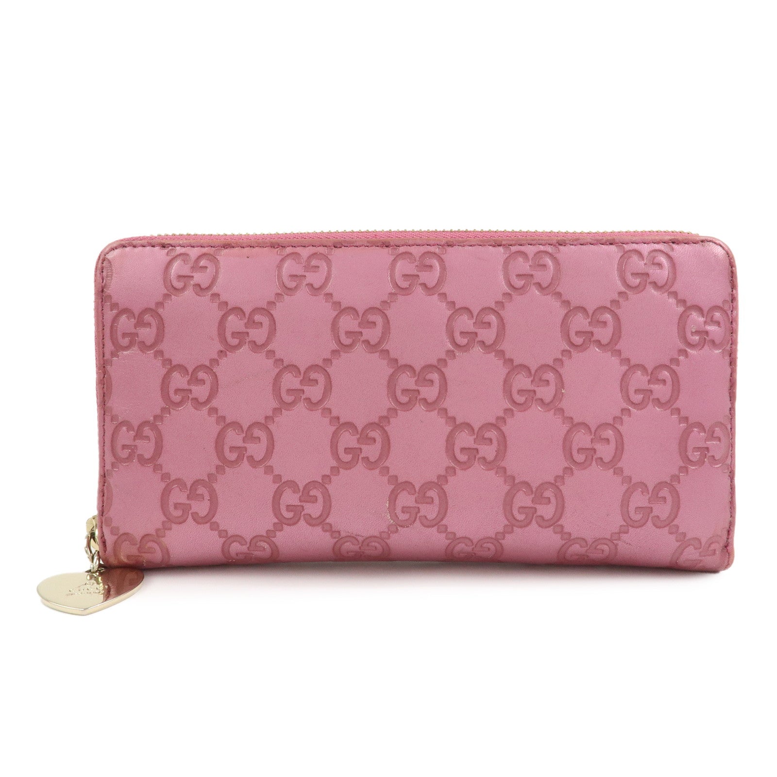 GUCCI Lovely Heart Guccissima Leather Round Zippy Long Wallet 278566