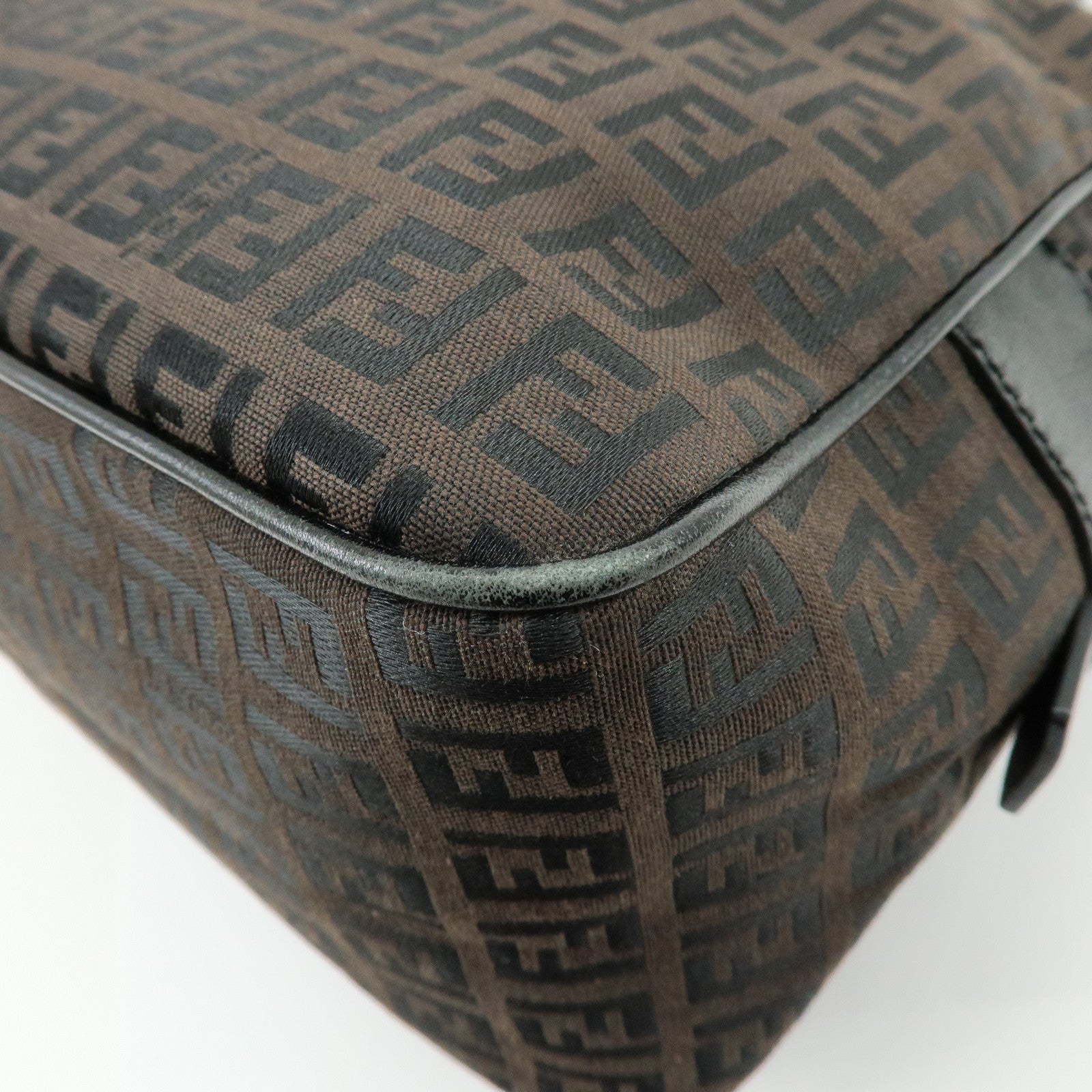 FENDI Zucchino Canvas Leather Hand Bag Boston Bag Brown 8BN005