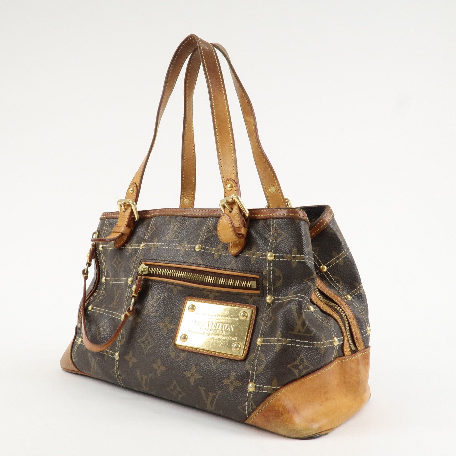 Louis Vuitton Monogram Canvas Rivet Hand Bag Shoulder Bag M40140 Used