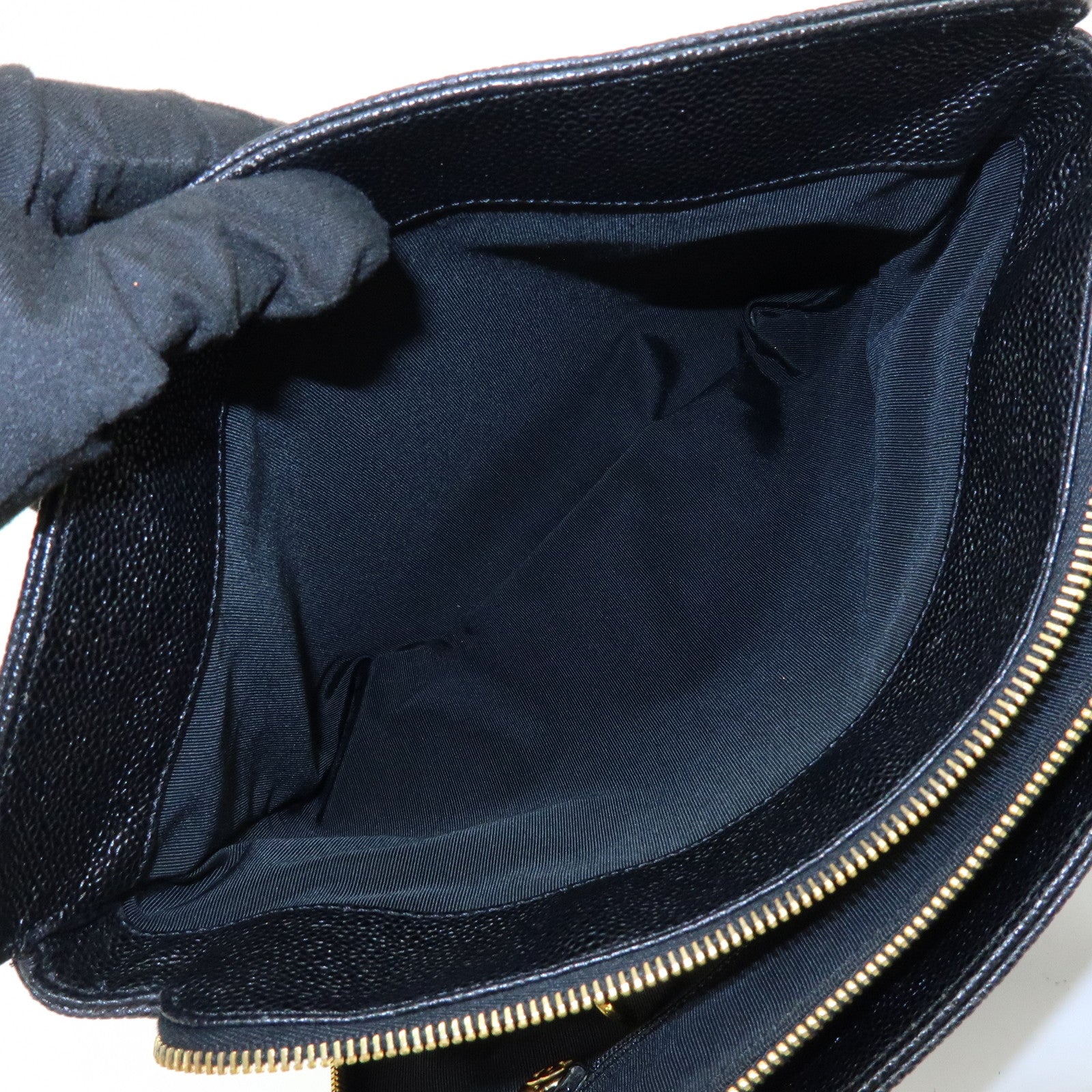 CHANEL Caviarskin Tote Bag Hand Bag Black A08913