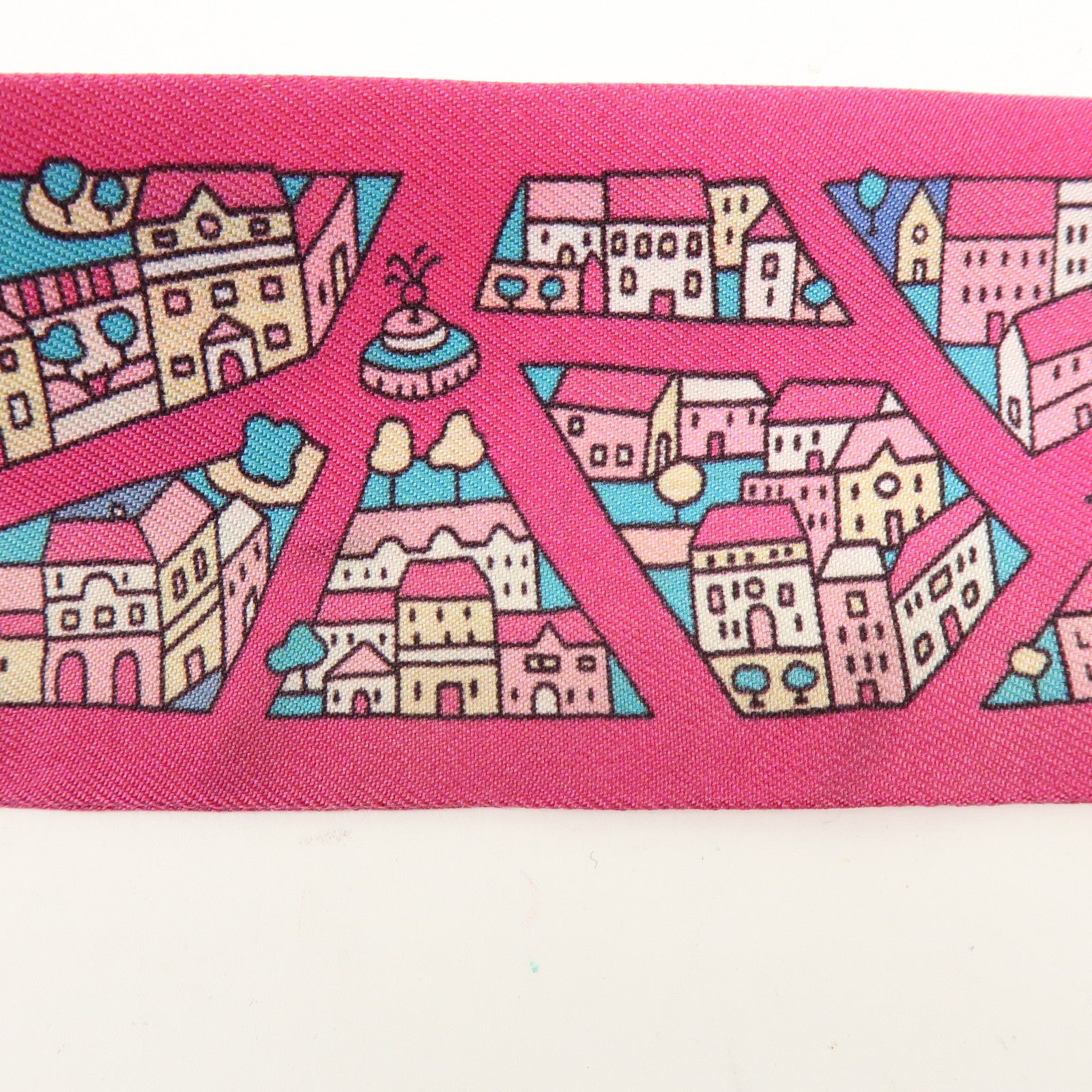 HERMES Silk 100% Twilly Rive Droite Rive Gauche Pink