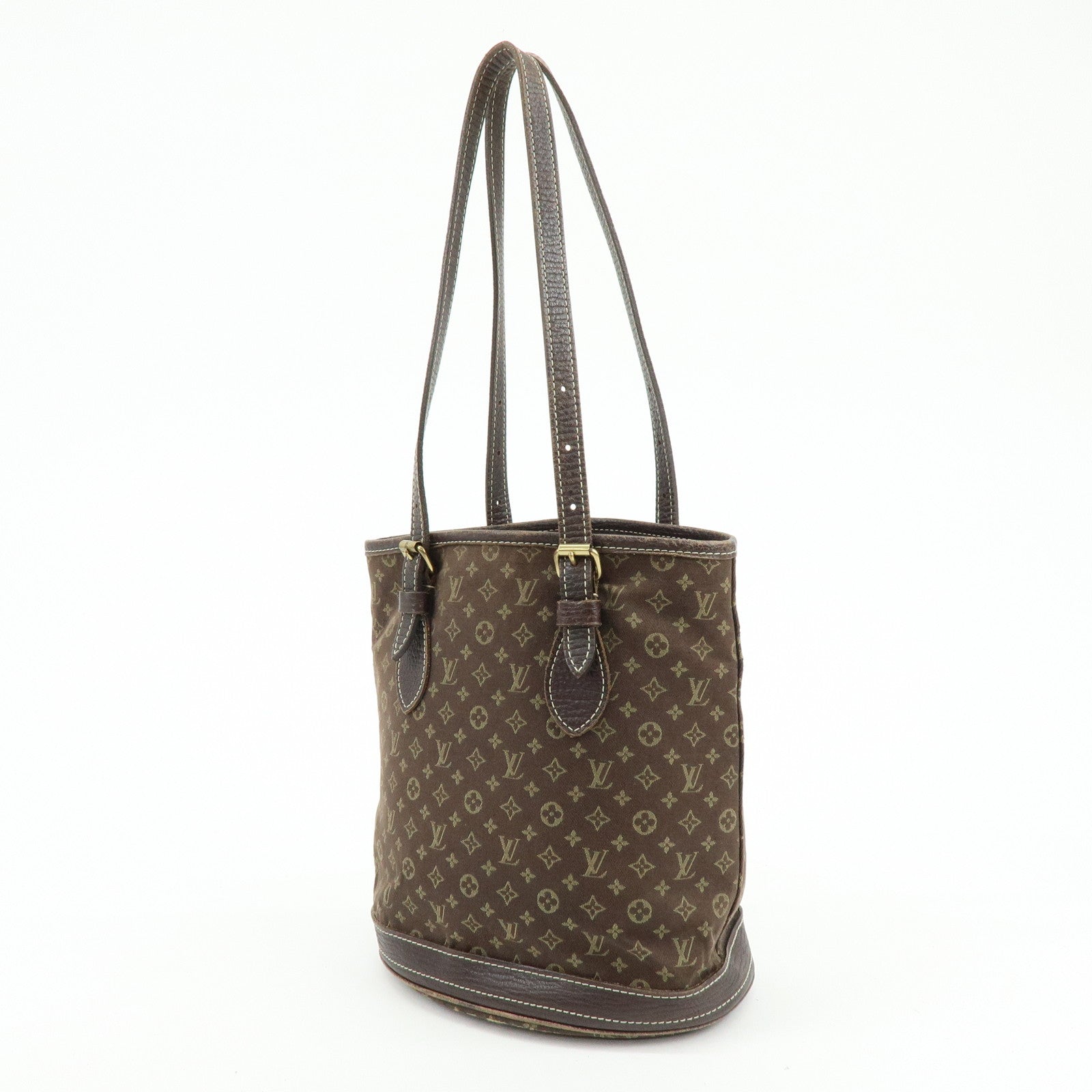 Louis Vuitton Monogram Mini Lin Bucket PM Tote Bag Ebene M95226