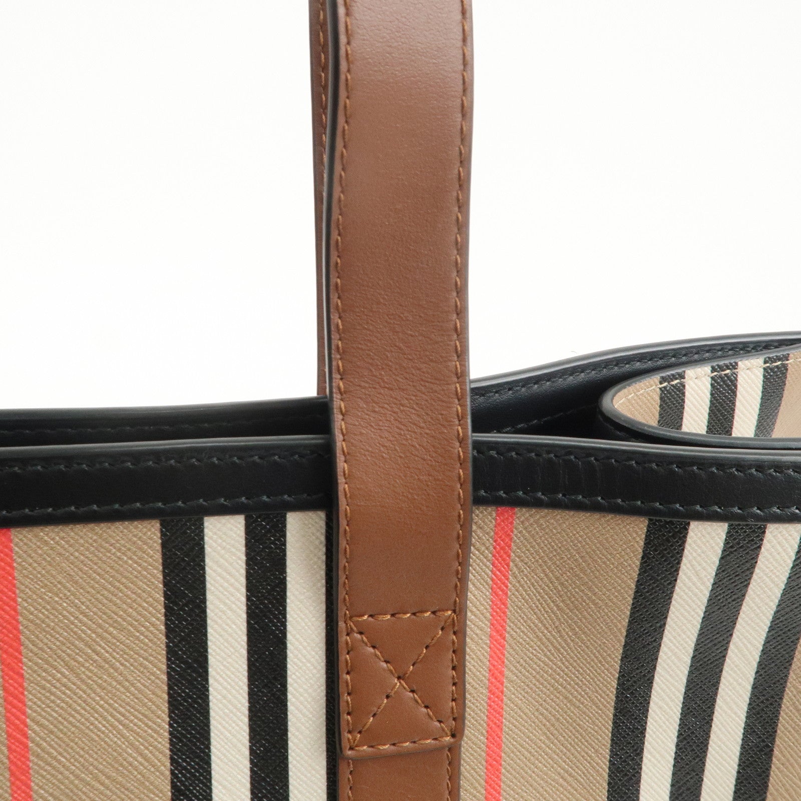 BURBERRY PVC Leather Tote Bag Shoulder Bag Beige Brown