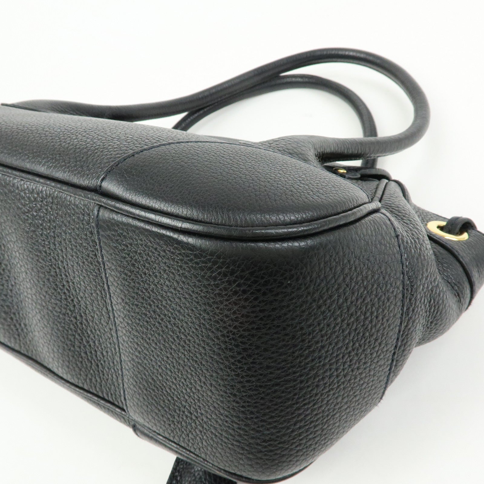 PRADA Vitello Daino Leather Hand Bag Shoulder Bag Black BR3207