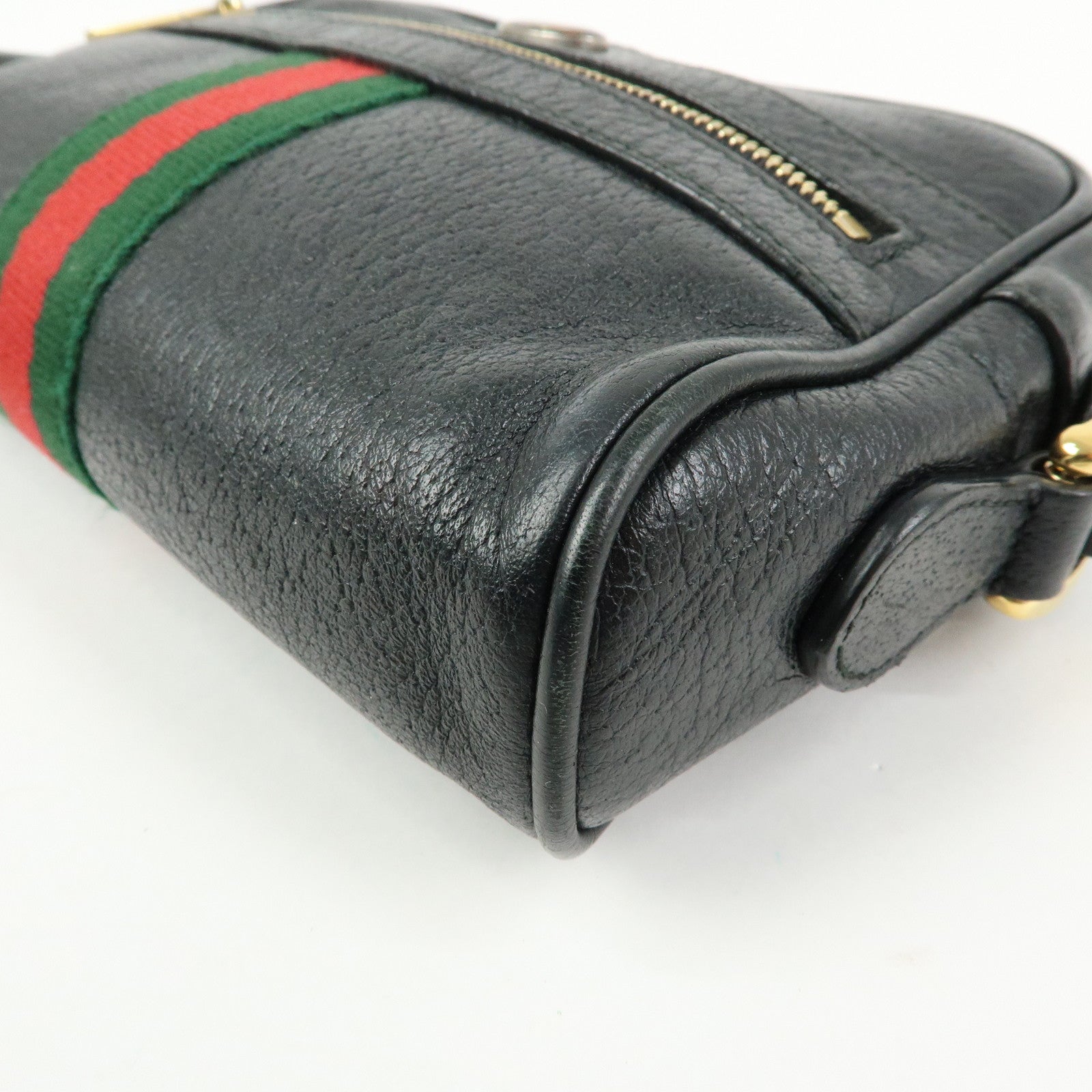 GUCCI Sherry Ophidia Leather Shoulder Crossbody Bag Black 517350
