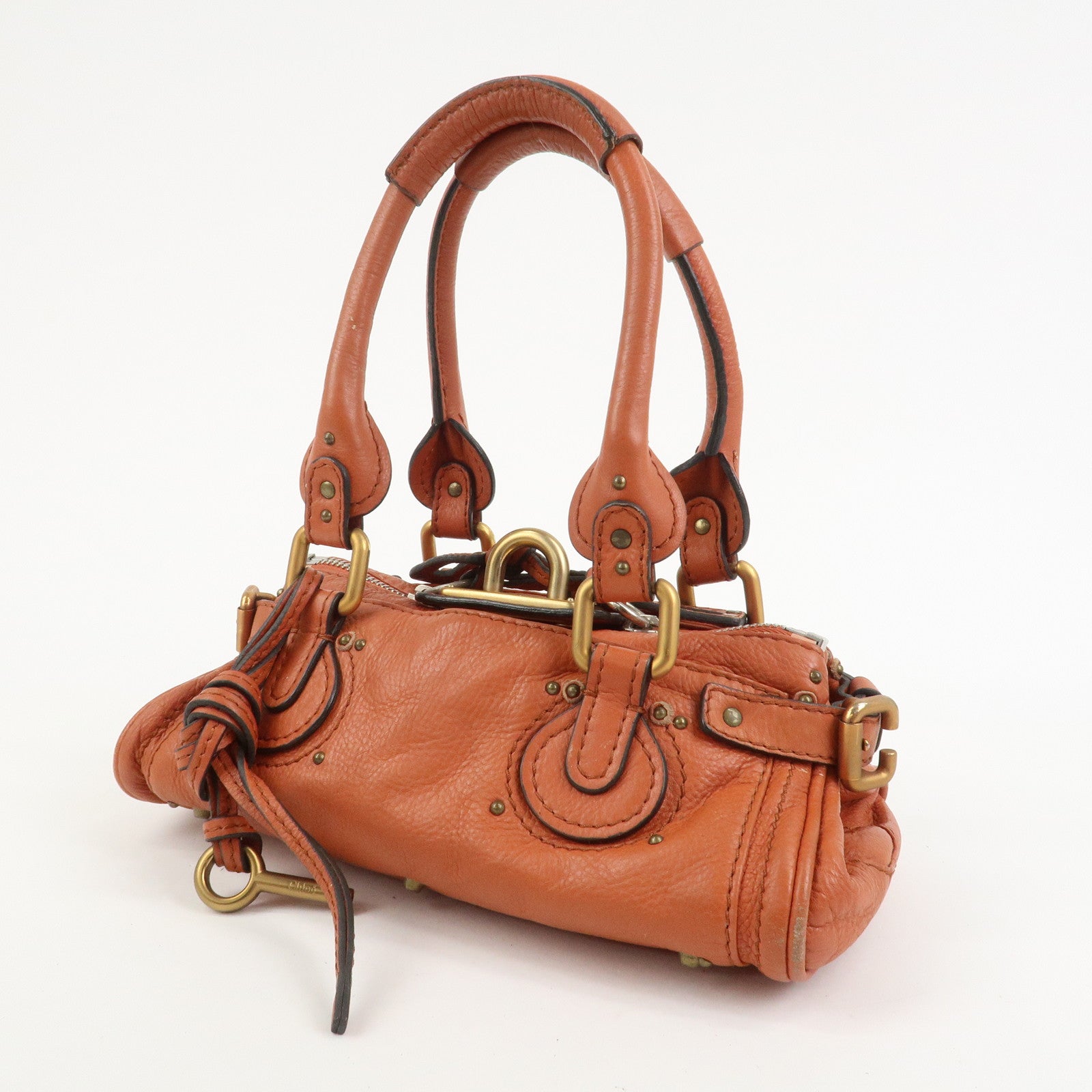 Chloe Paddington Leather Hand Bag Shoulder Bag Orange