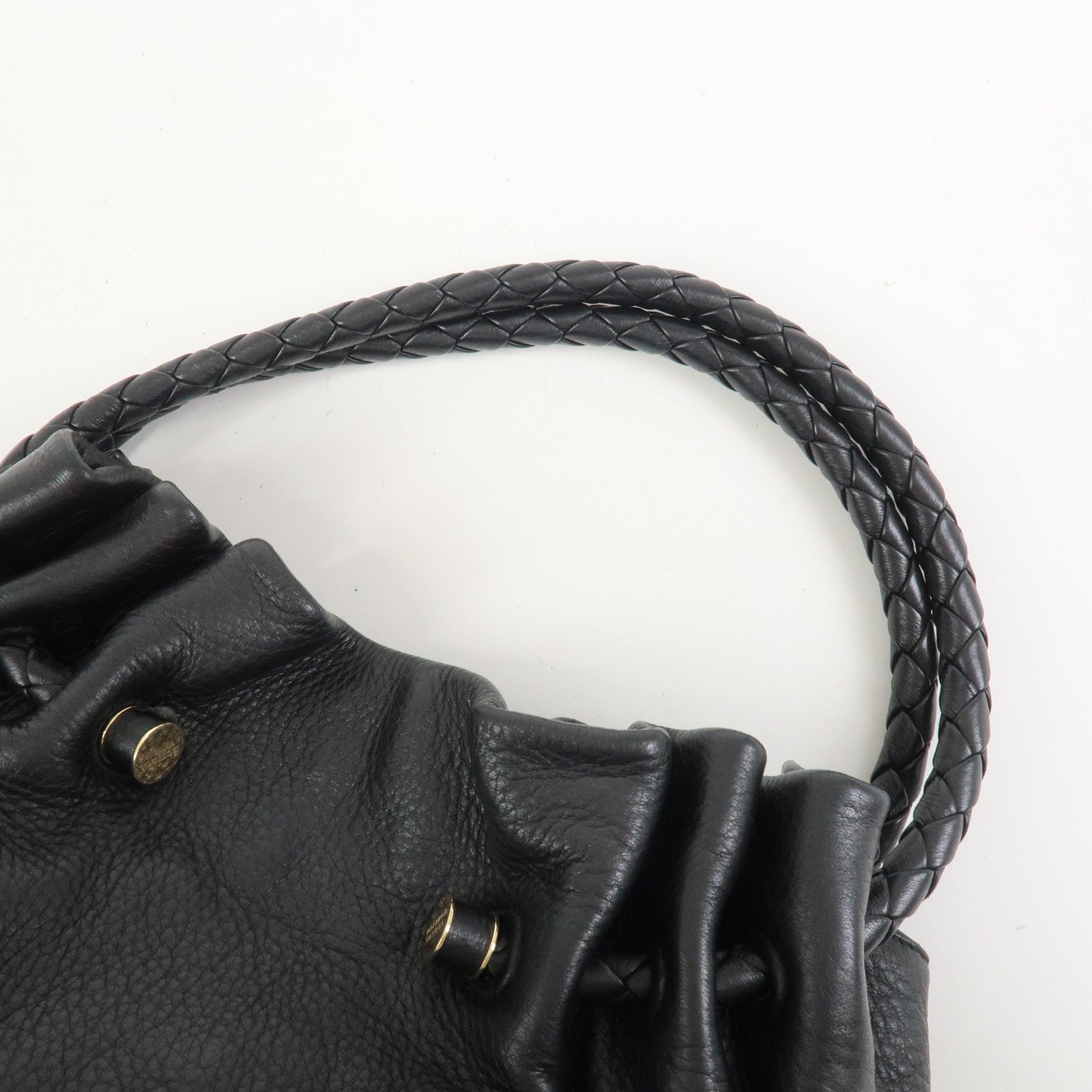 BOTTEGA VENETA Intrecciato Leather Hand Bag Shoulder Bag Black