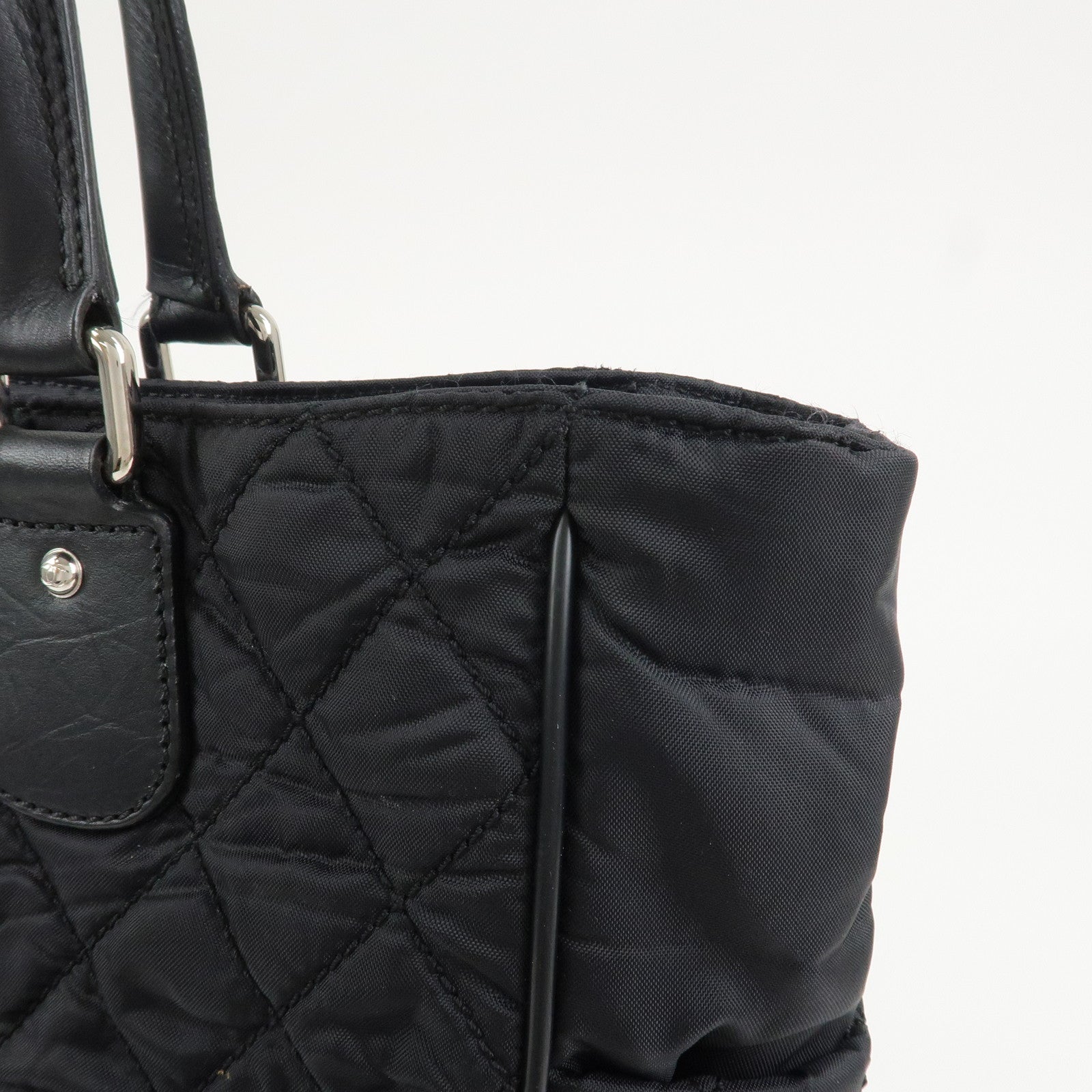 CHANEL Paris New York COCO Mark Nylon Leather Tote Bag Black A33100