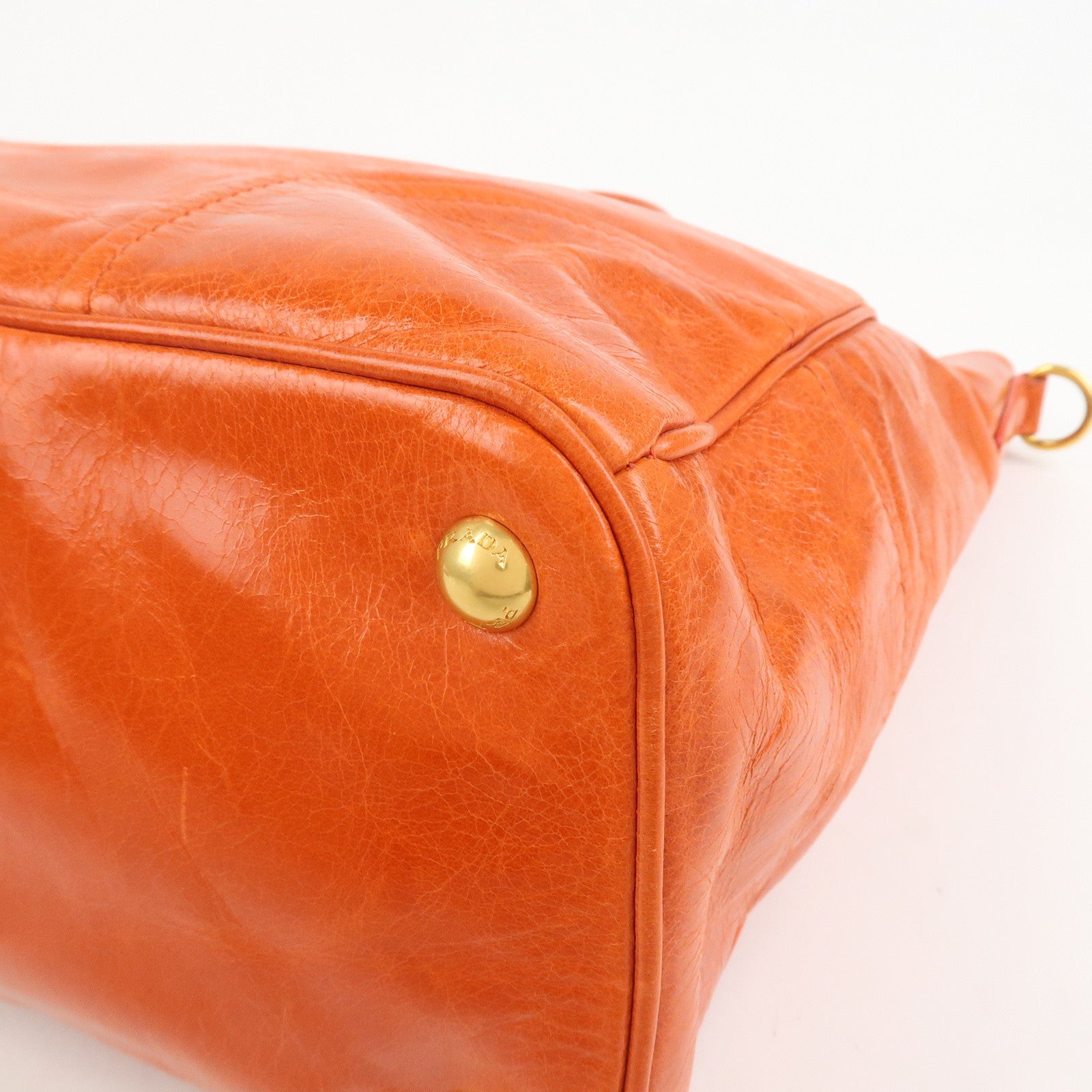 PRADA Logo Leather 2Way Bag Hand Bag Shoulder Bag Orange BN2326