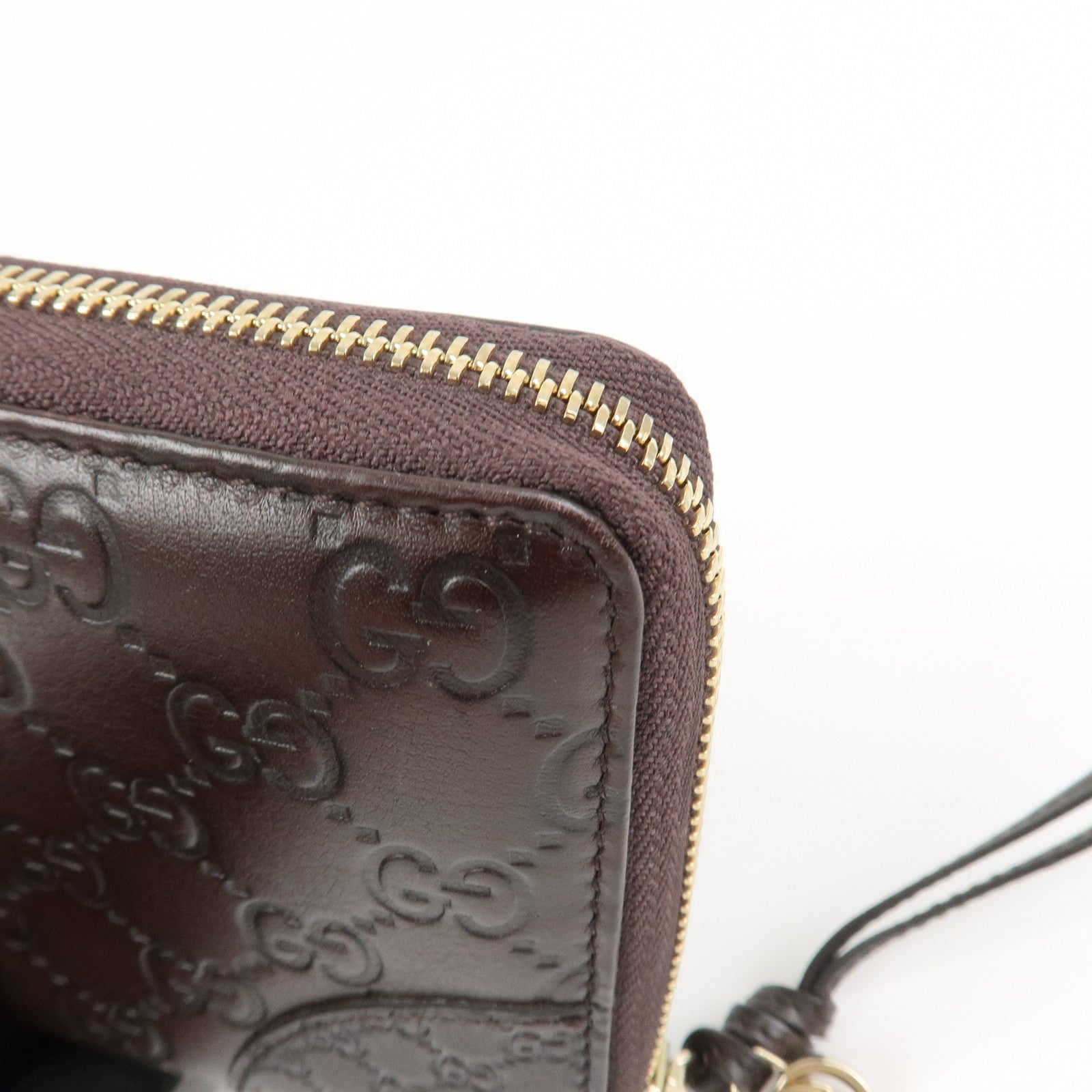 GUCCI Guccissima Interlocking G Round Zippy Wallet Brown 323397