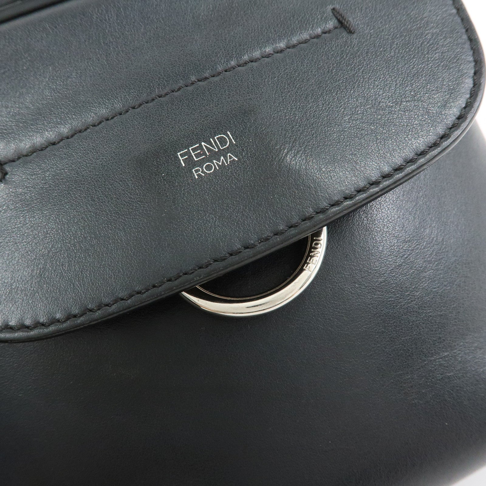 FENDI Bag to School Leather 2Way Bag Hand Bag Shoulder Bag Black