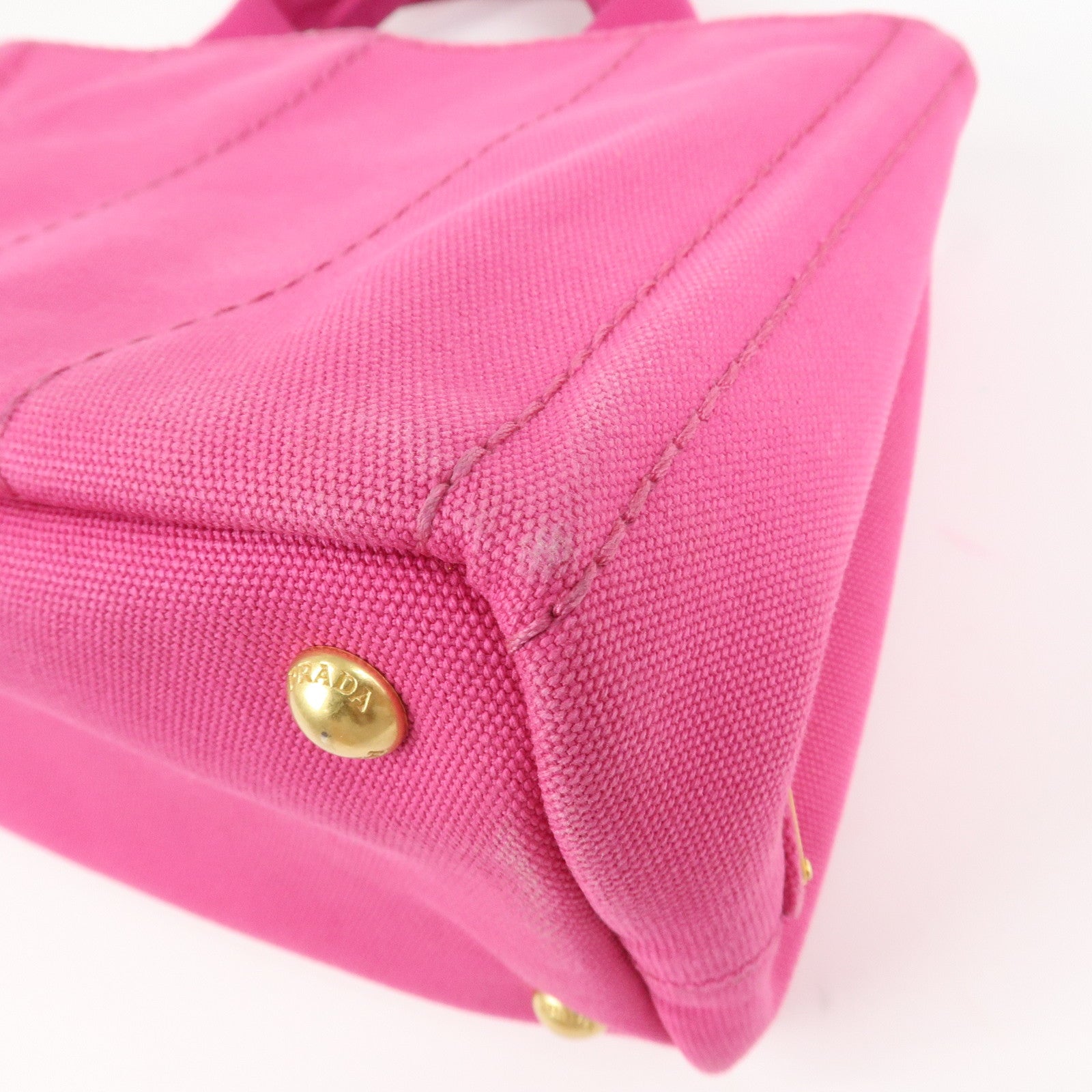 PRADA Logo Canapa Mini Canvas Hand Bag Tote Bag Pink BN2439