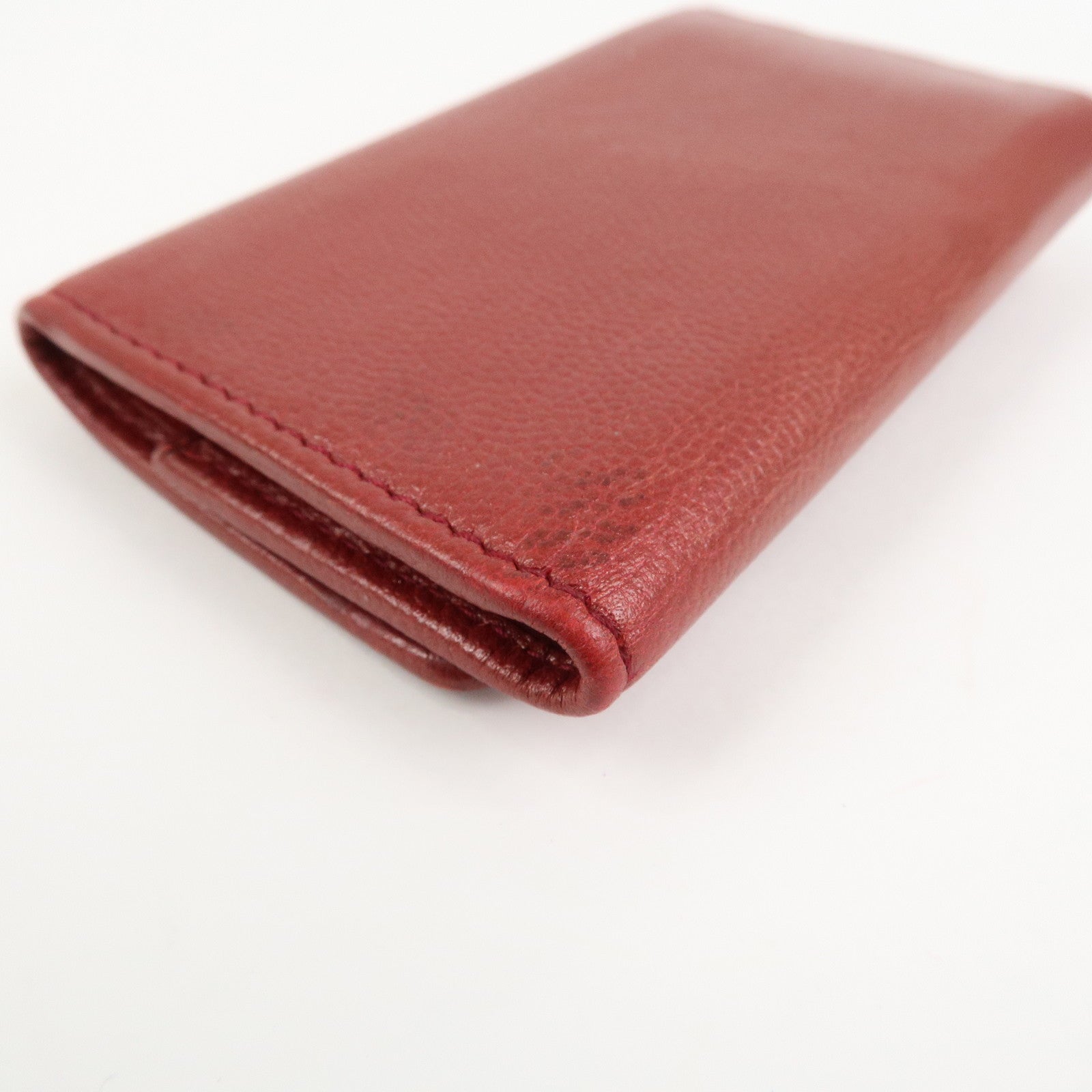 CHANEL COCO Mark Caviaskin Leather 6 Rings Key Case Key Ring Red