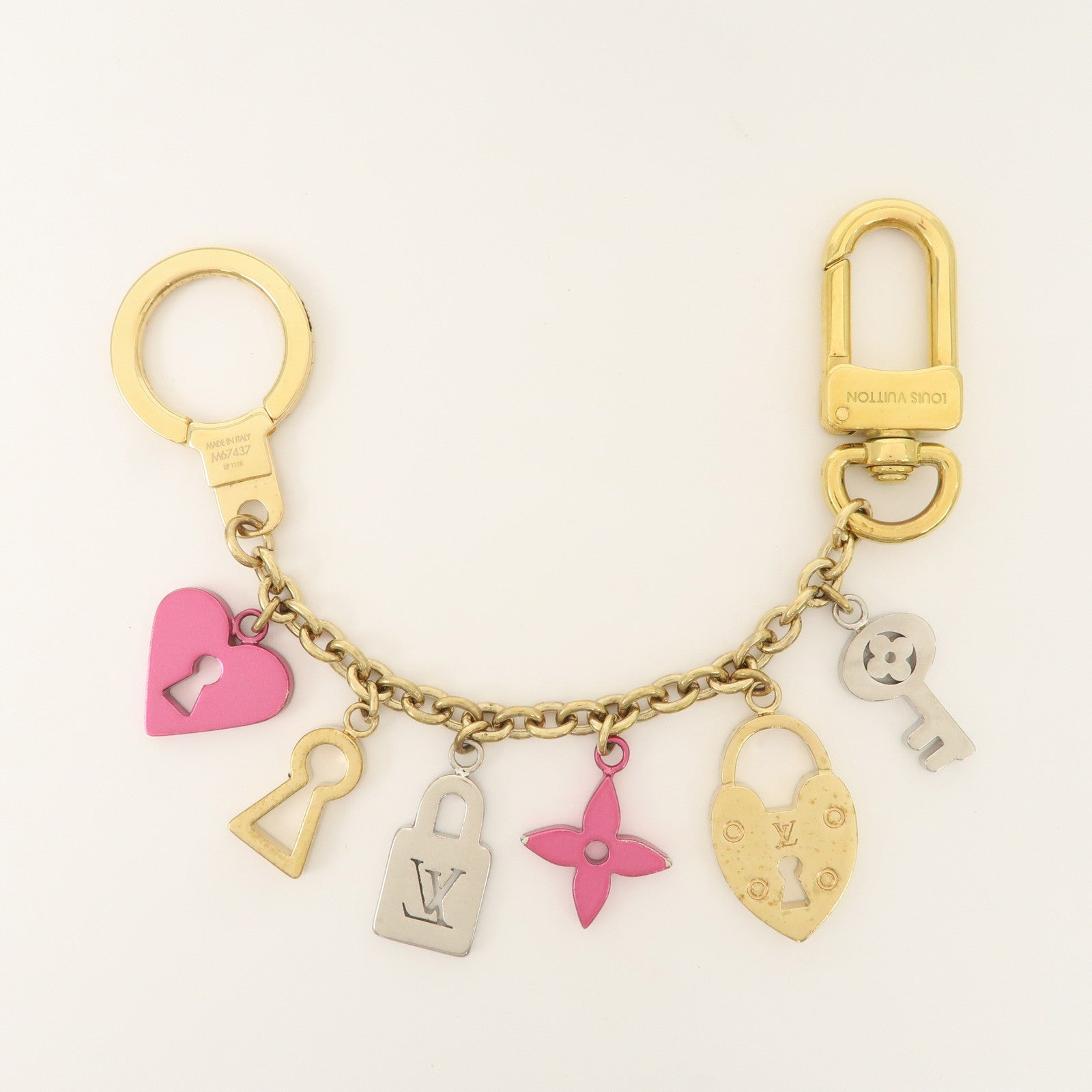 Louis Vuitton Bijou Sac Chenne Love Lock Key Charm Gold Pink Ｍ67437 Used