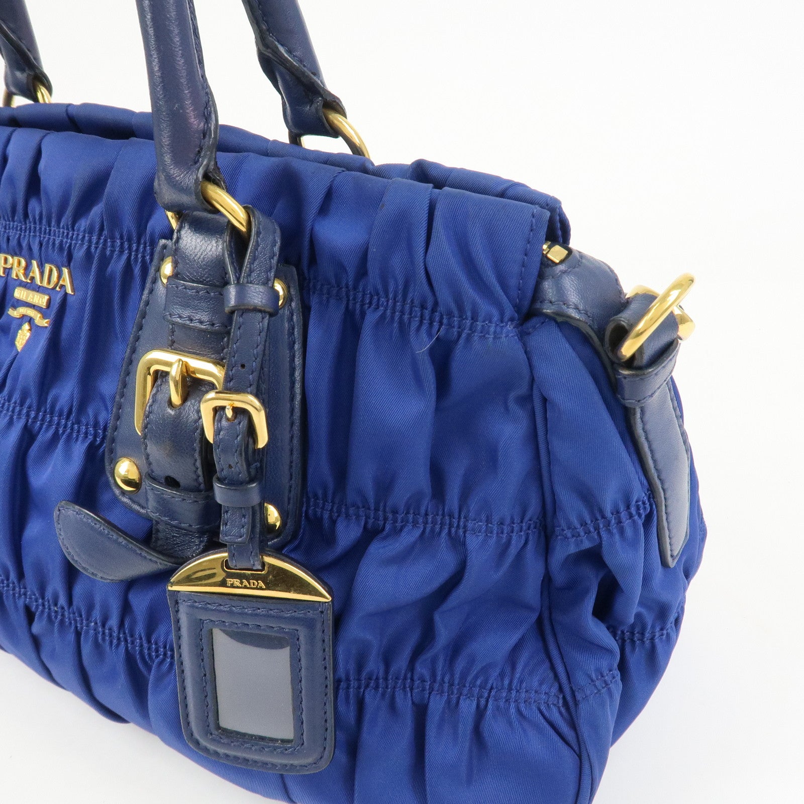 PRADA Logo Nylon Leather 2Way Bag Hand Bag Shoulder Bag BN 1407
