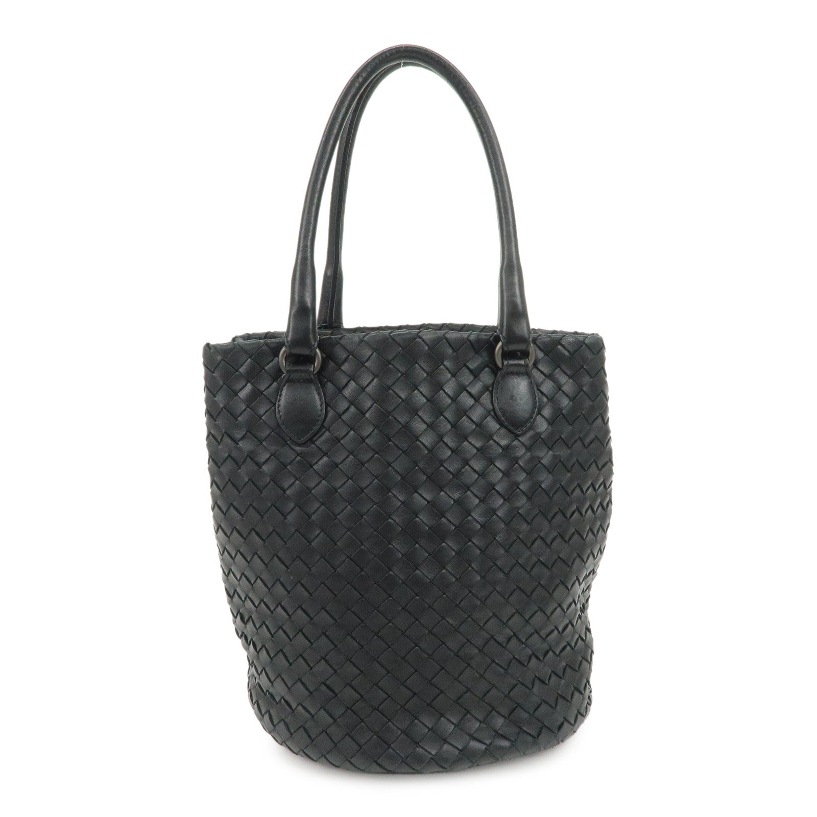 BOTTEGA VENETA Intrecciato Leather Tote Bag Hand Bag Black 225166