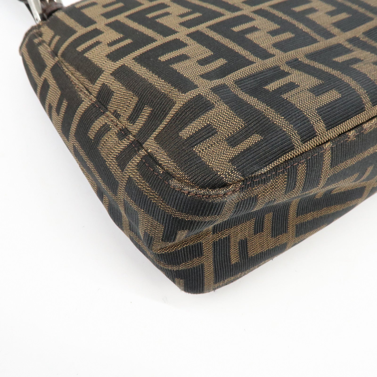 FENDI Zucca Canvas Leather Shoulder Bag Hand Bag Brown 26728