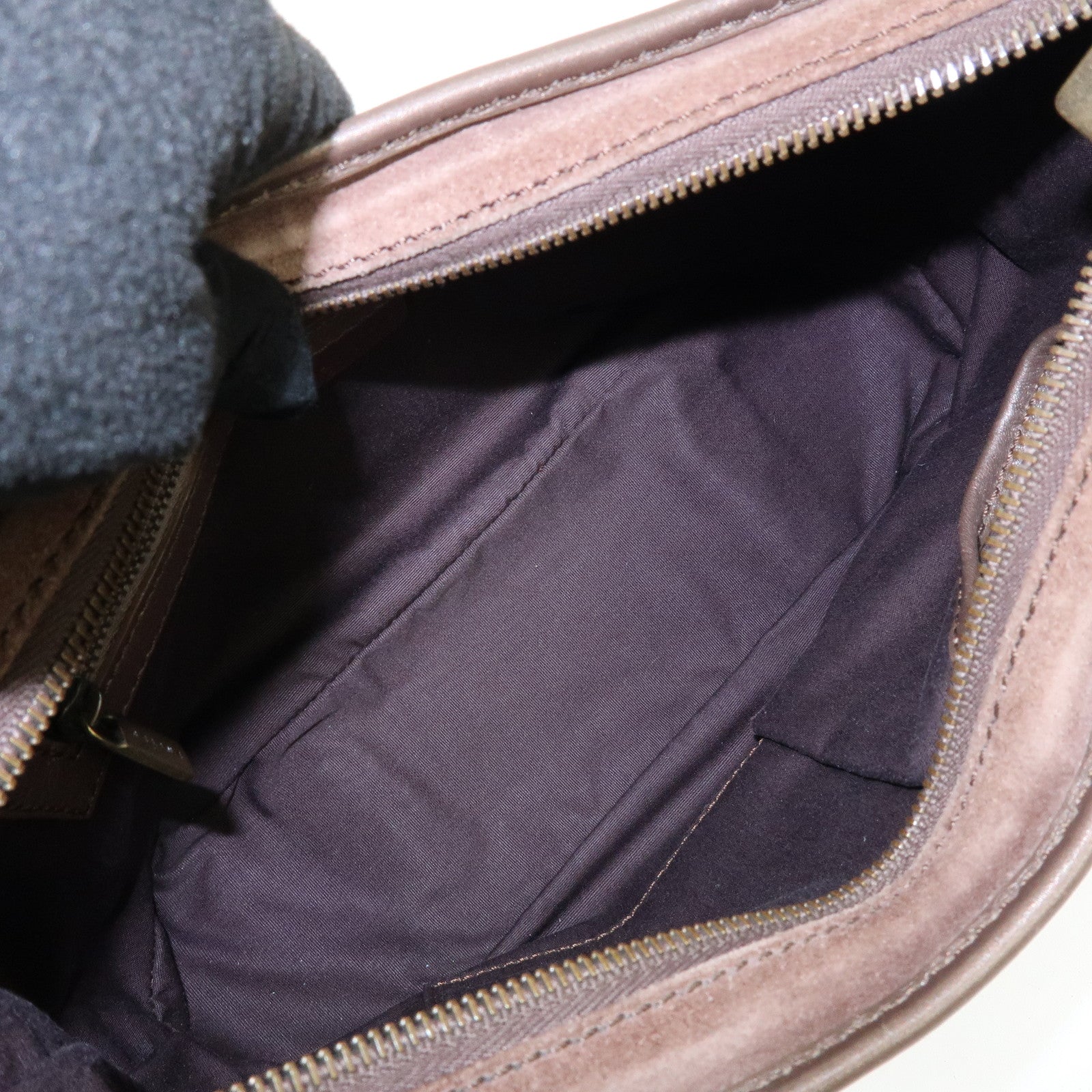 CELINE C Macadam Suede Leather Shoulder Bag Hand Bag Brown
