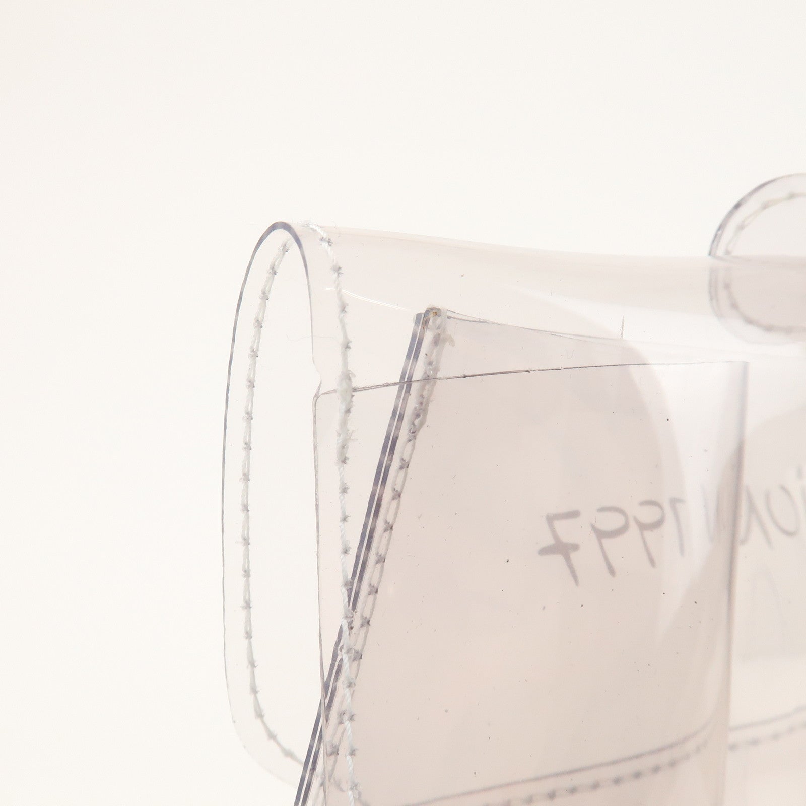 HERMES Kelly Vinyl Hand Bag Clear Gold