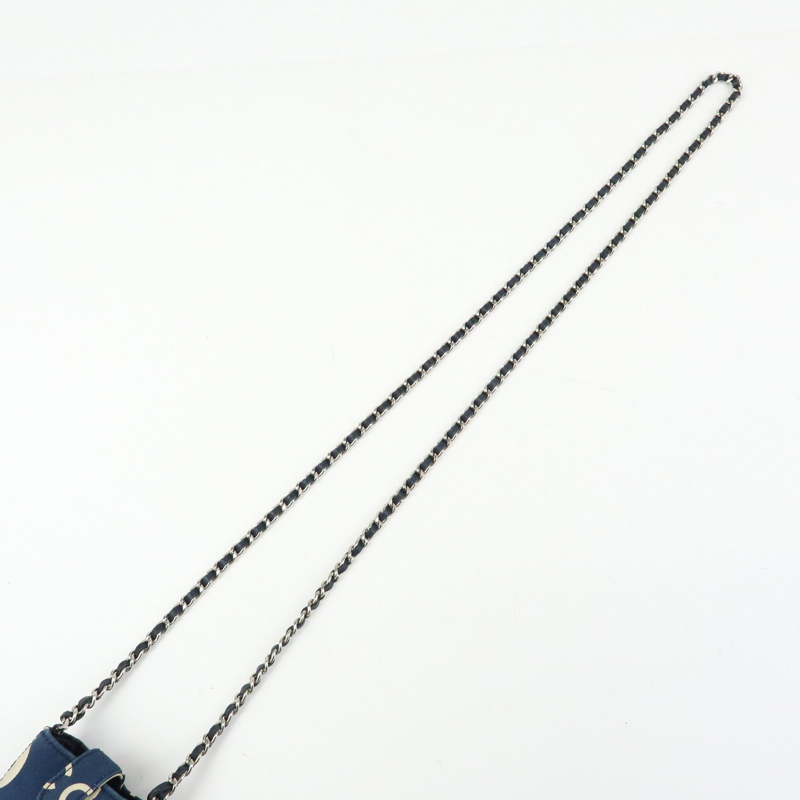 CHANEL By Sea Canvas Cell Phone Chain Shoulder Bag Navy