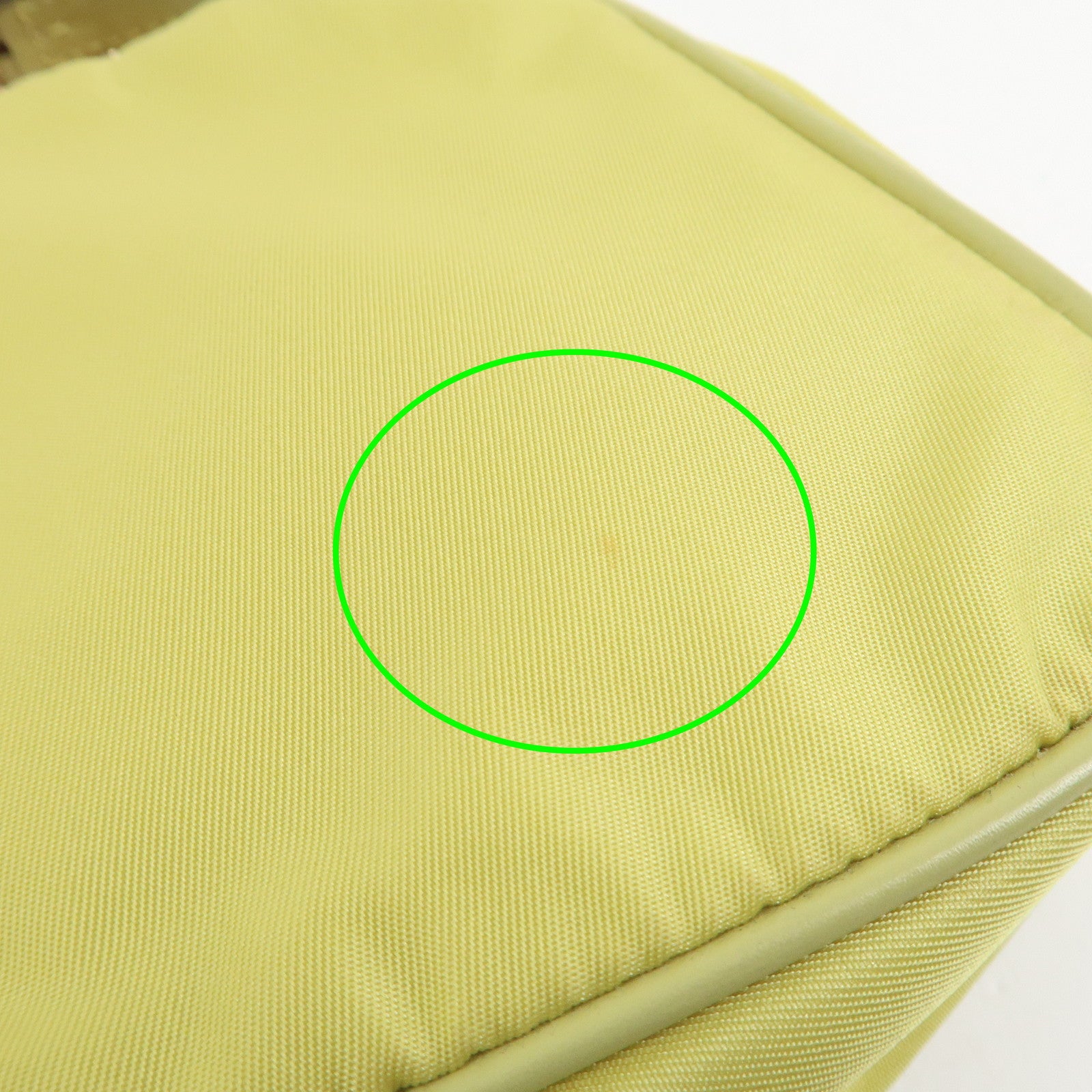 PRADA Triangle Logo Nylon Leather Shoulder Bag Yellow BR0107
