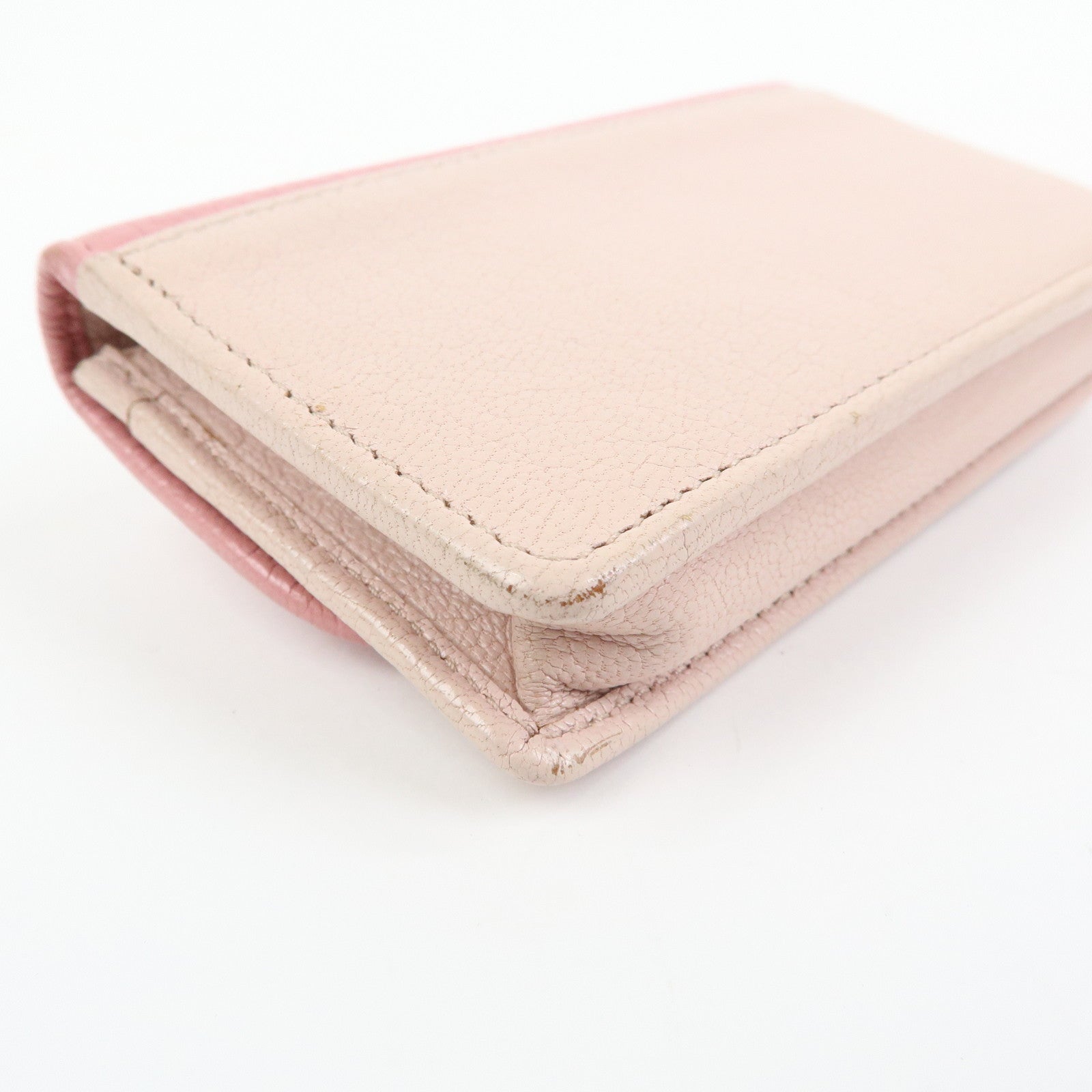 MIU MIU Ribbon Motif Madras Leather Card Case Card Holder 5M1122
