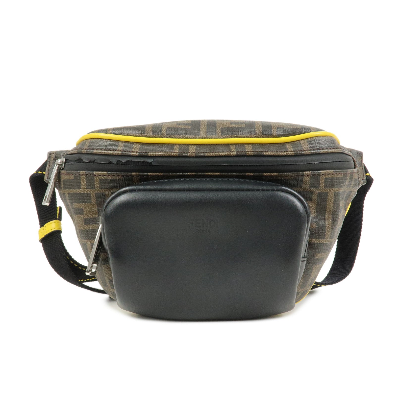 FENDI Zucca Seleria Logo PVC Leather Waist Bag Body Bag 7VA446
