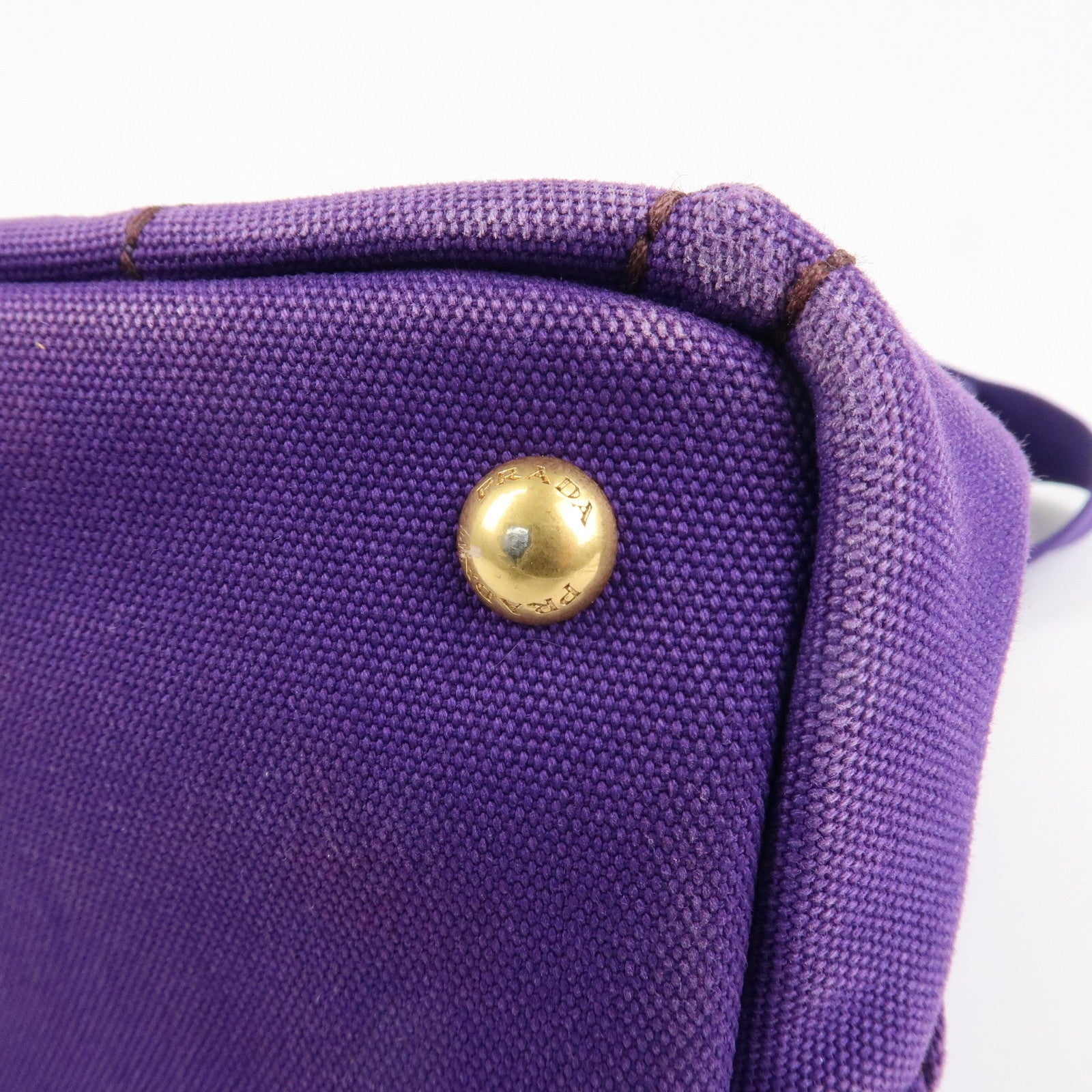 PRADA Logo Canapa Mini Canvas 2Way Tote Shoulder Bag Purple BN2439 Used
