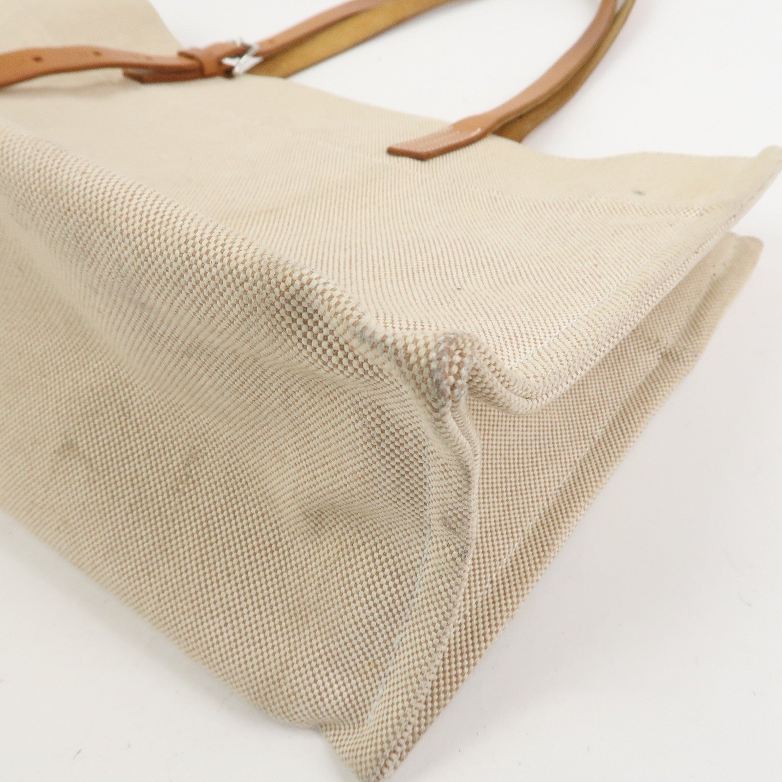 HERMES Etriviere Elan Toile H Leather Tote Bag Natural Brown