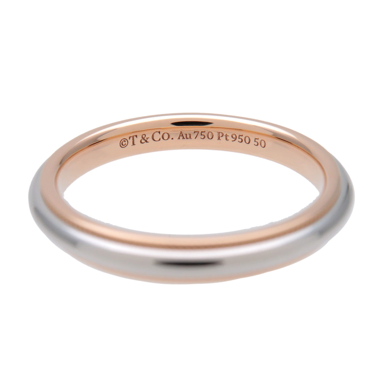 Tiffany&Co. Milgrain Band Ring PT950 750PG Platinum Rose Gold US7.5