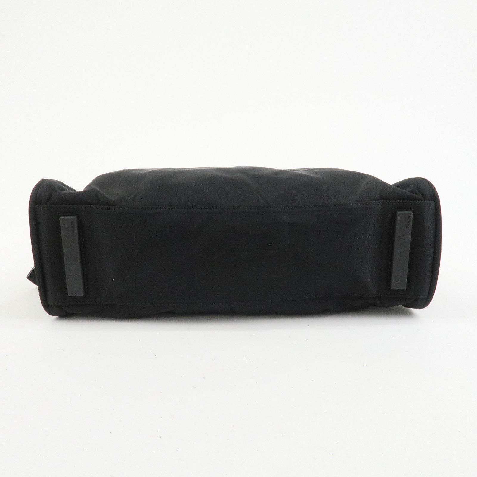 PRADA Triangle Logo Nylon Leather Shoulder Bag Hand Bag Black