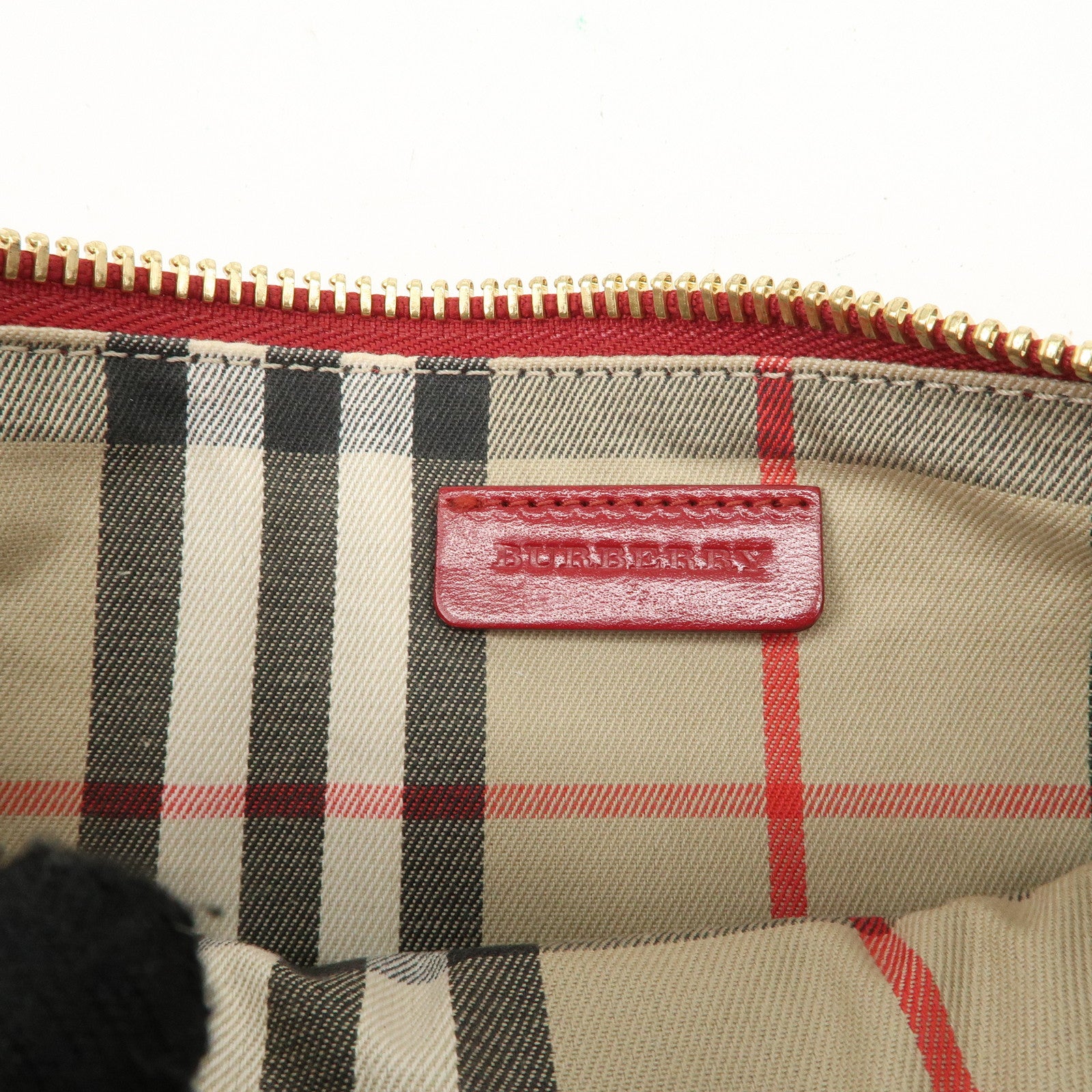BURBERRY Logo Leather Chain Shoulder Bag Crossbody Bag Red Used