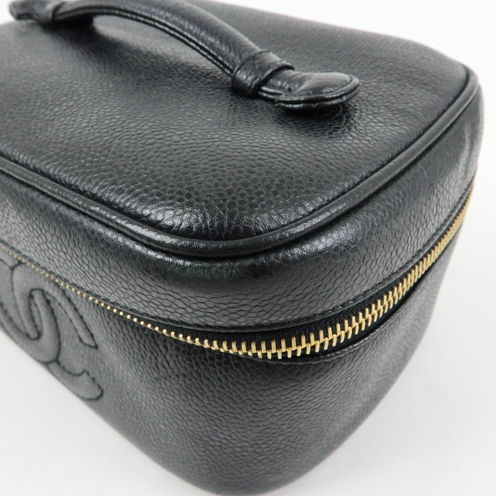 CHANEL COCO Mark Caviarskin Hand Bag Vanity Case Black A01997