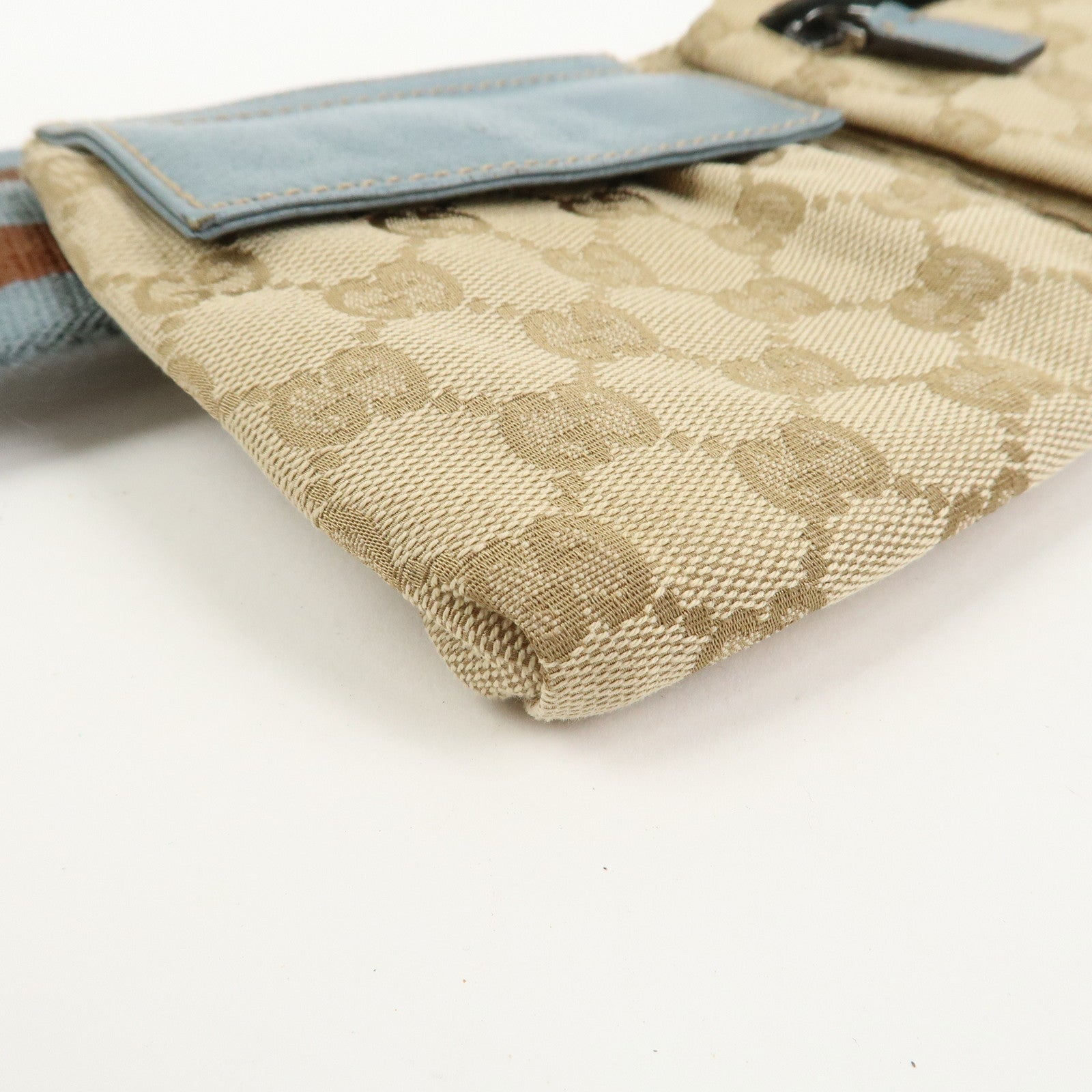 GUCCI Sherry GG Monogram Canvas Leather Body Bag Waist Pouch 162962