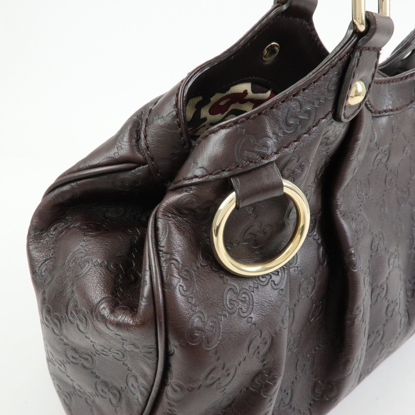 GUCCI Sukey Guccissima Leather Tote Bag Hand Bag Dark Brown 211944