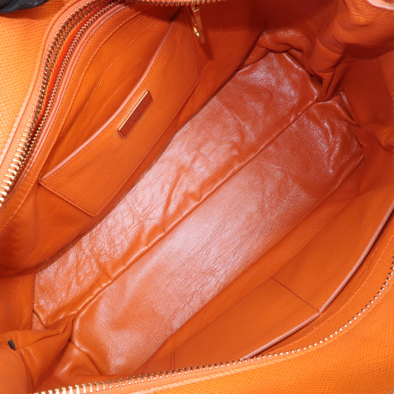 PRADA Logo Saffiano Leather Hand Bag Orange BN2560