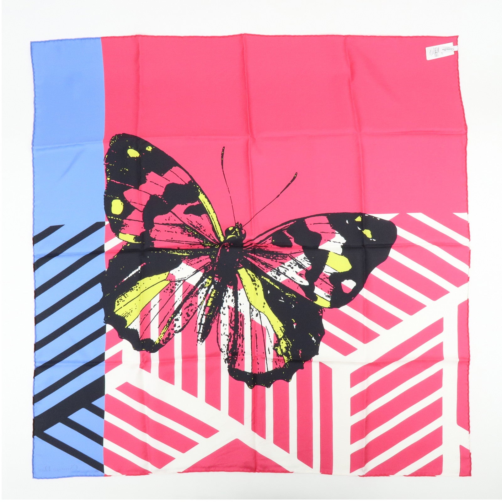 Christian Dior Silk 100% Butterfly Scarf Pink Blue
