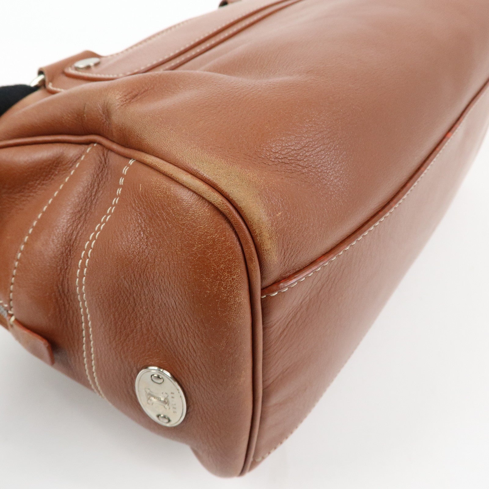 CELINE Boogie Bag Leather Hand Bag Tote Bag Brown