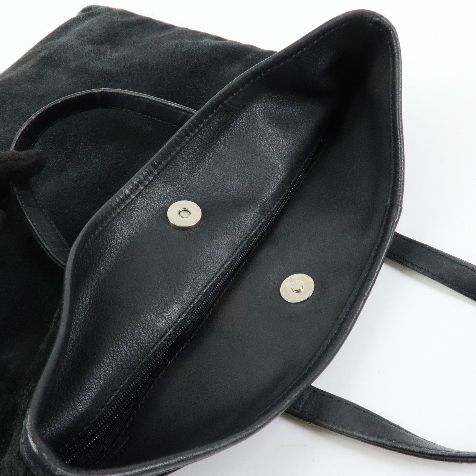 LOEWE Anagram Suede Leather Hand Bag Tote Bag Black