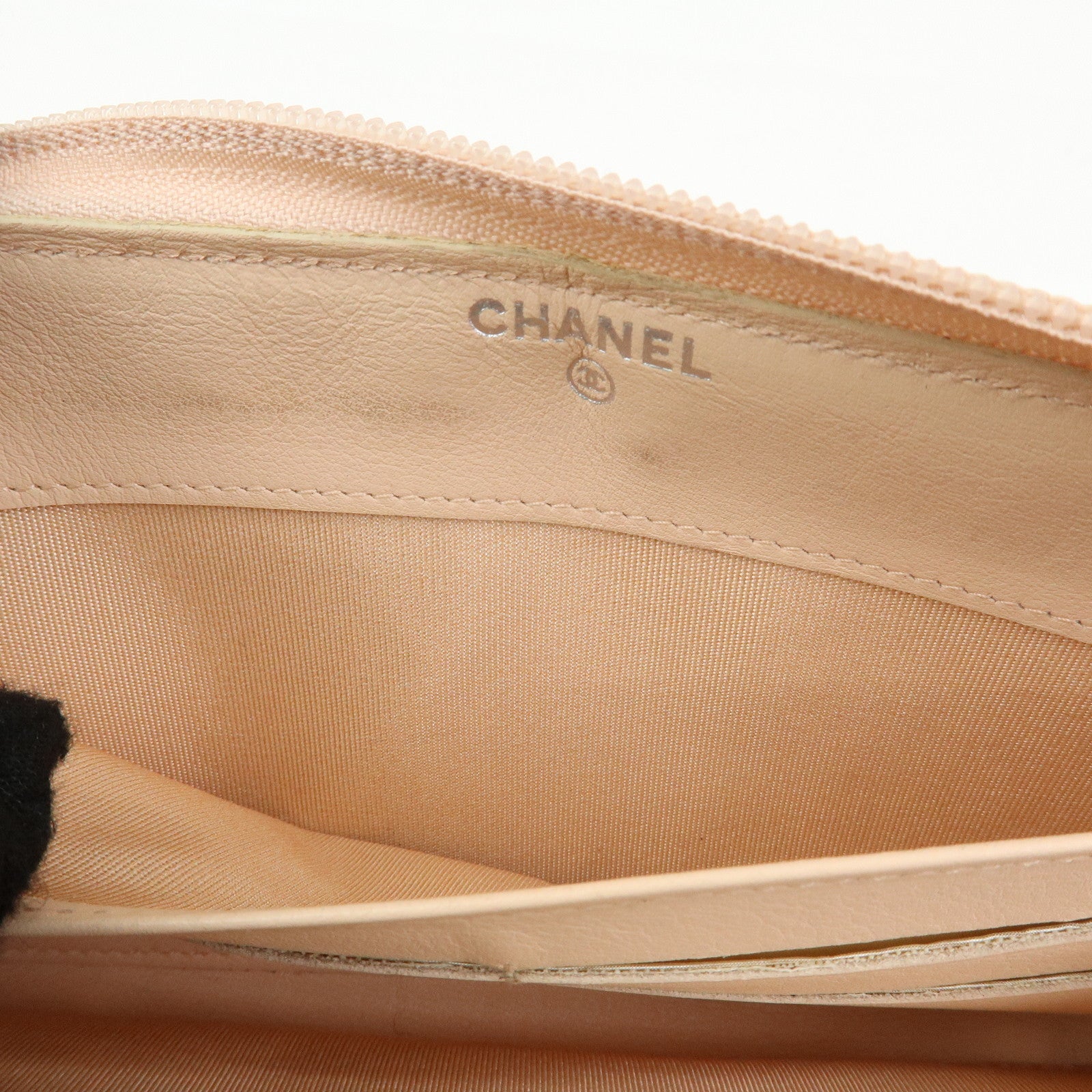 CHANEL Makeup COCO Mark Patent Leather Long Wallet Yellow