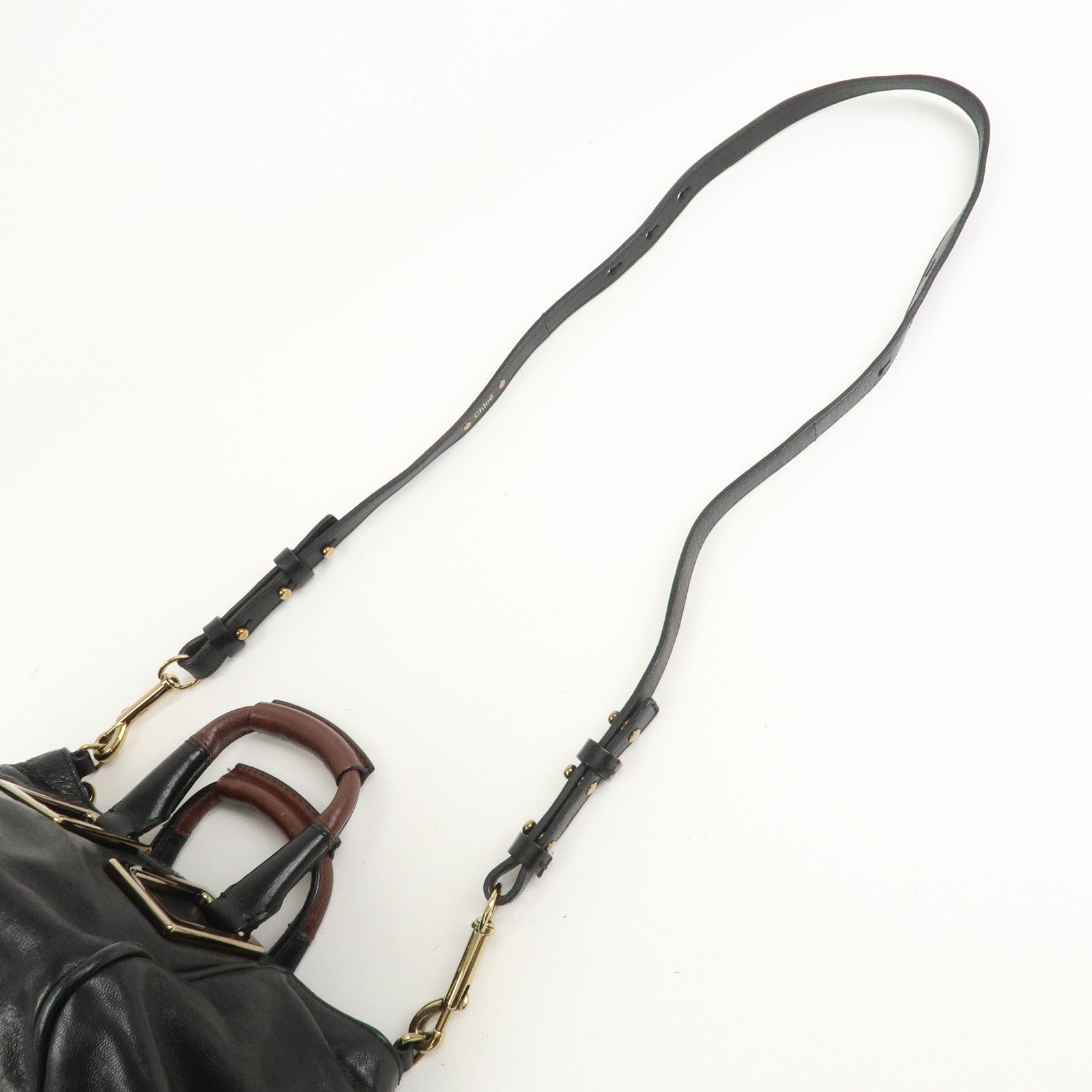 Chloe Ethel Leather Hand Bag Black Brown Gold HDW