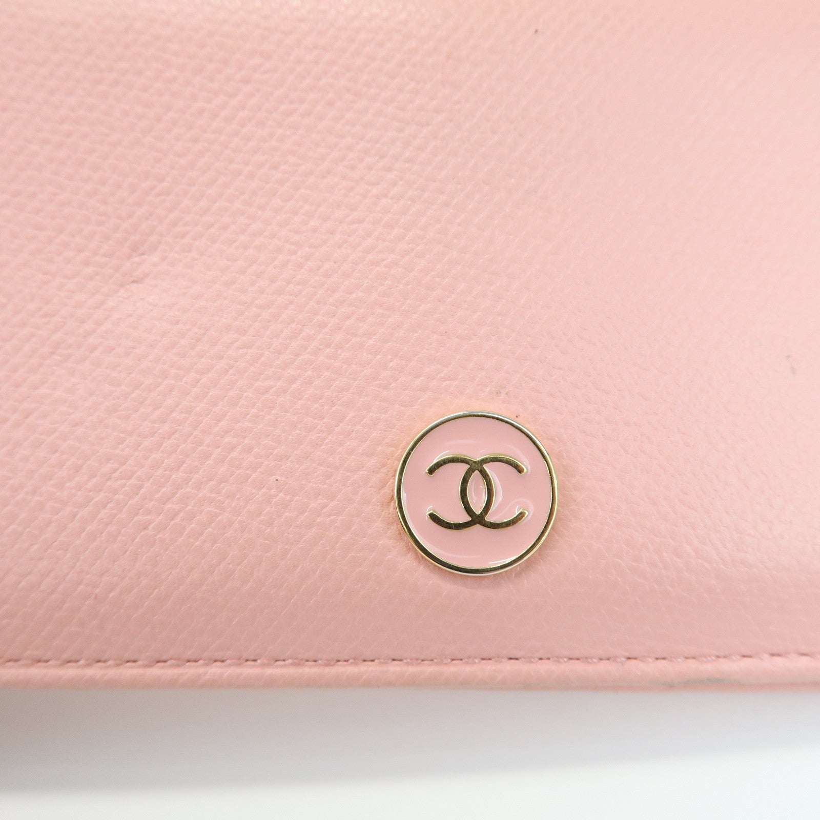 CHANEL COCO Mark Leather Bi-fold Long Wallet Pink