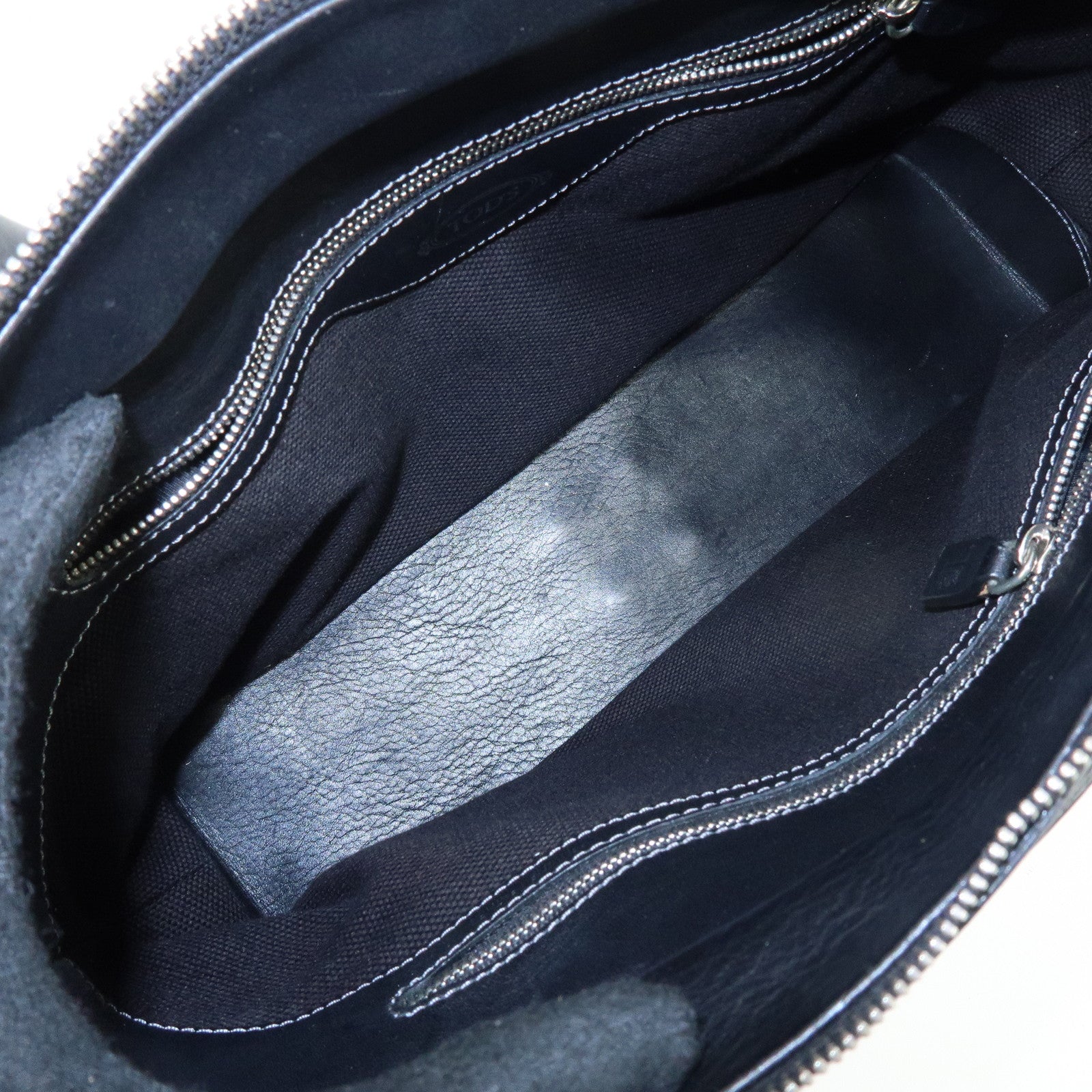 TOD'S Leather Stitch 2Way Bag Tote Bag Hand Bag Black