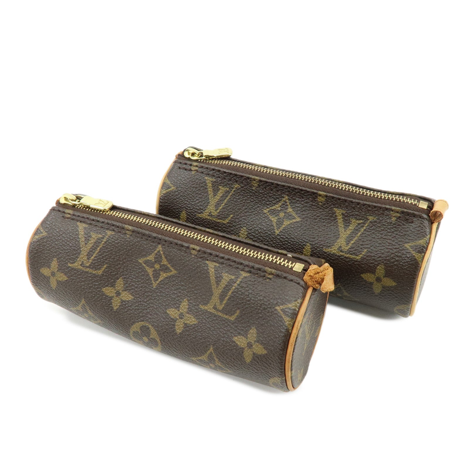 Louis Vuitton Monogram Set of 2 Mini Pouch for Papillon Bag Brown