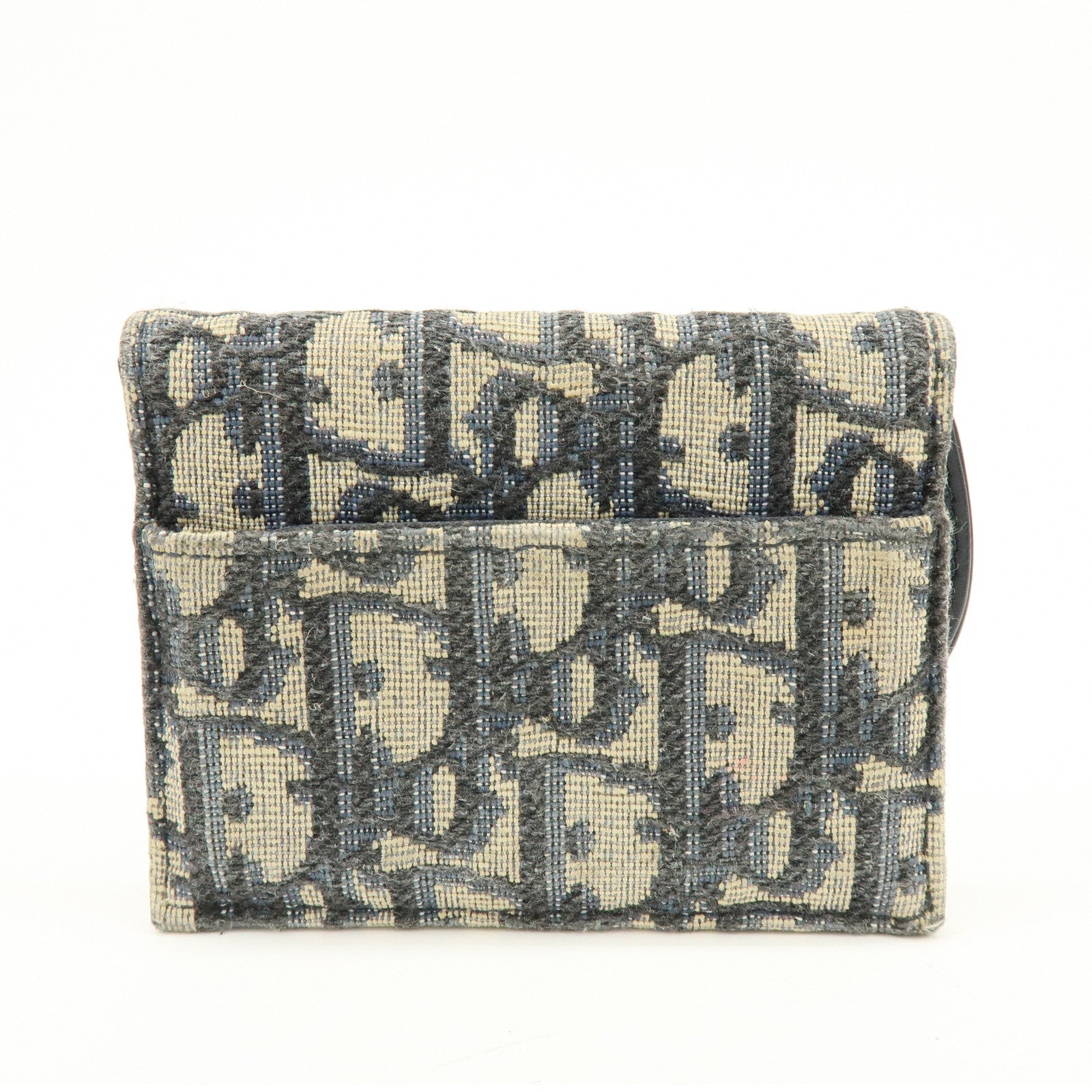 Christian Dior Trotter Saddle Jaquard Canvas Card Case Navy