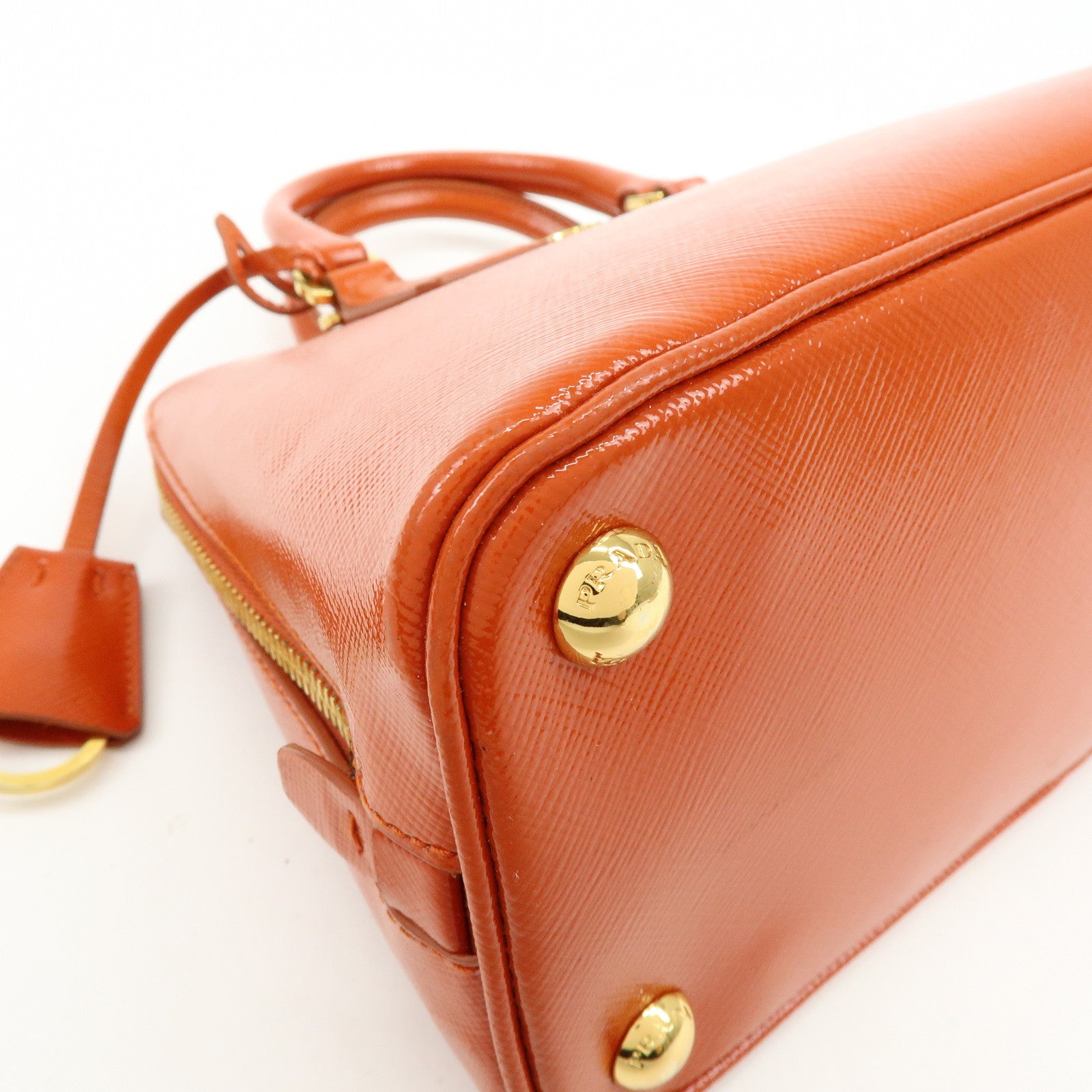 PRADA Triangle Logo Patent Leather 2Way Hand Shoulder Bag BL0838