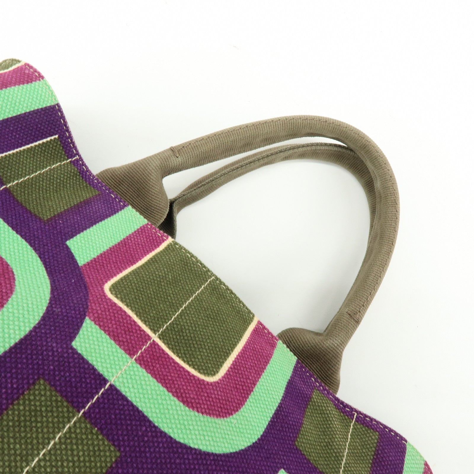 PRADA Triangle Logo Canapa Large Canvas Tote Bag Hand Bag BN1872