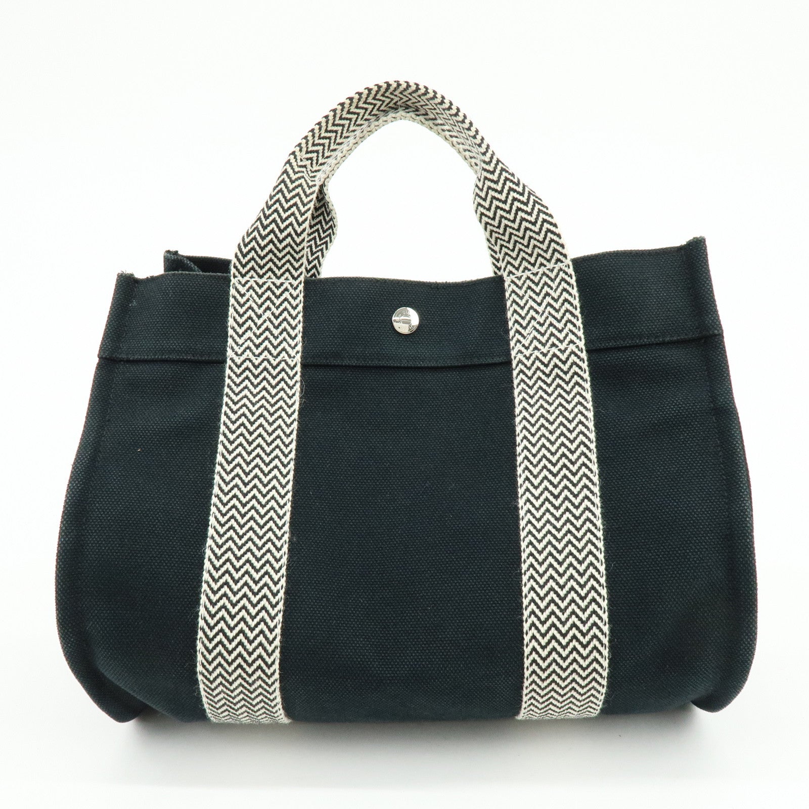 HERMES Cannes PM Canvas Tote Bag Hand Bag Black
